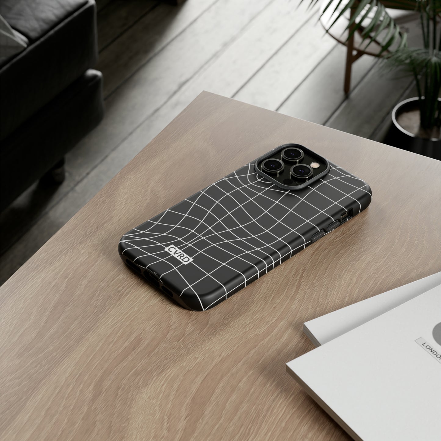 Black Wavy Grid iPhone Case