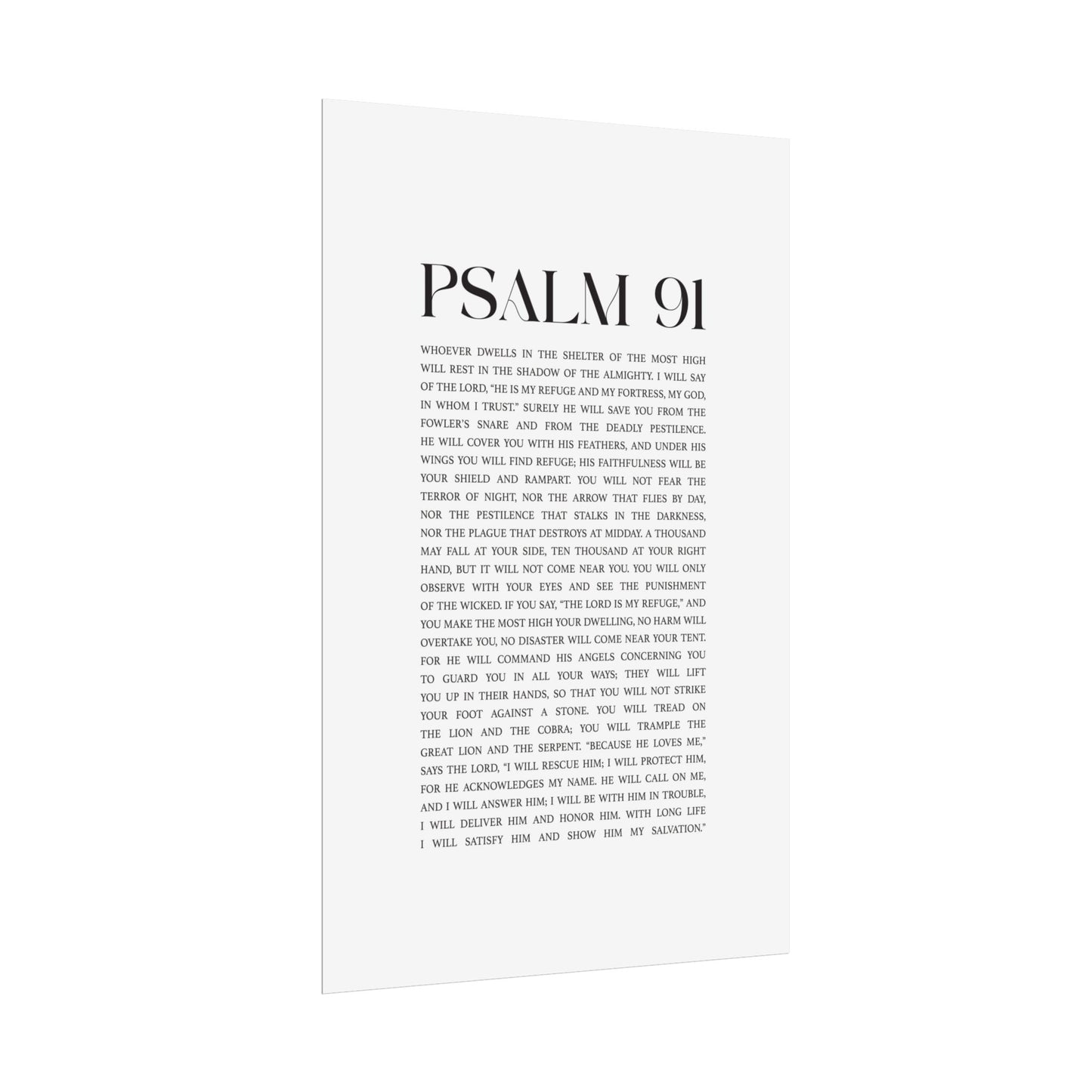 Psalm 91 Christian Art Print - White (Physical Poster)