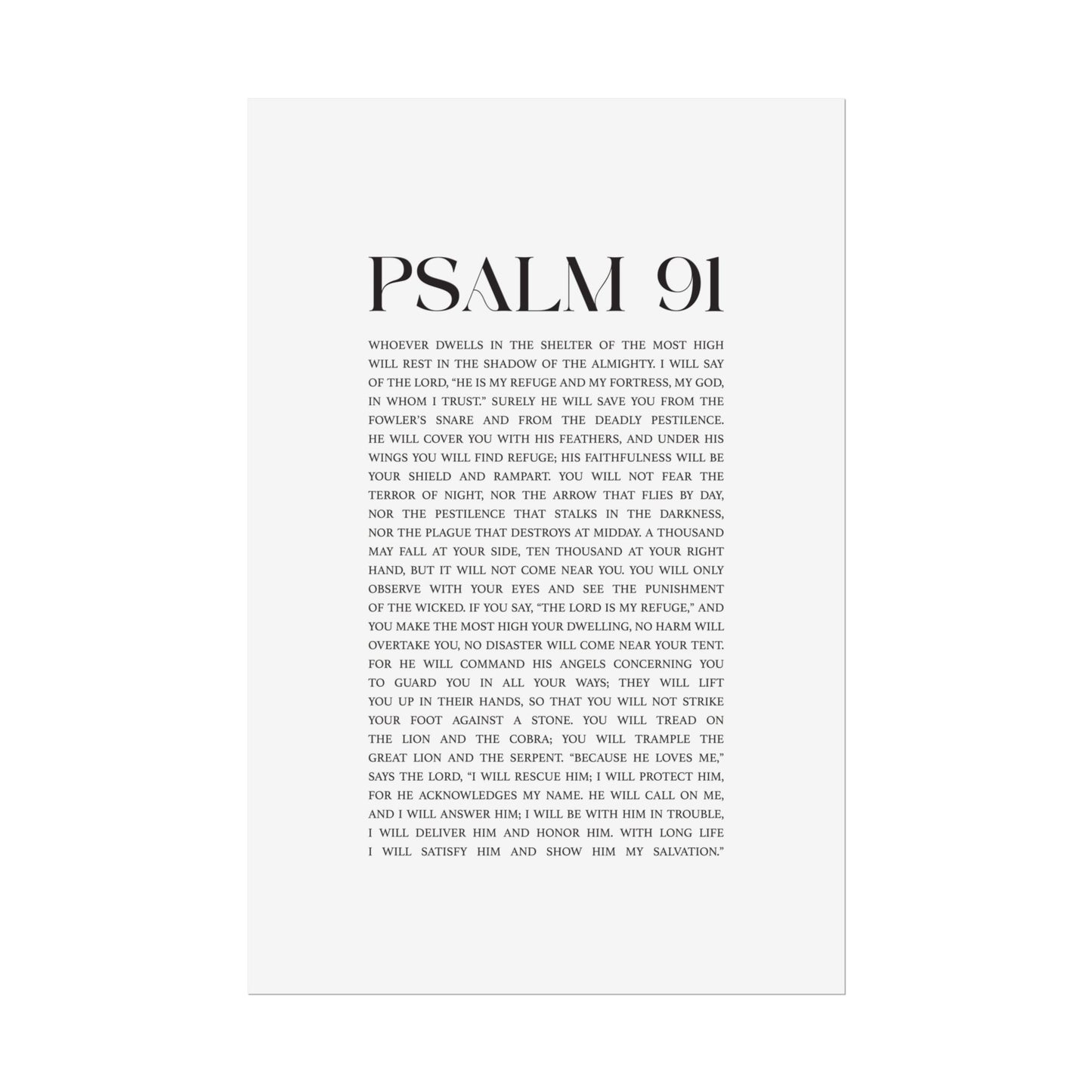 Psalm 91 Christian Art Print - White (Physical Poster)