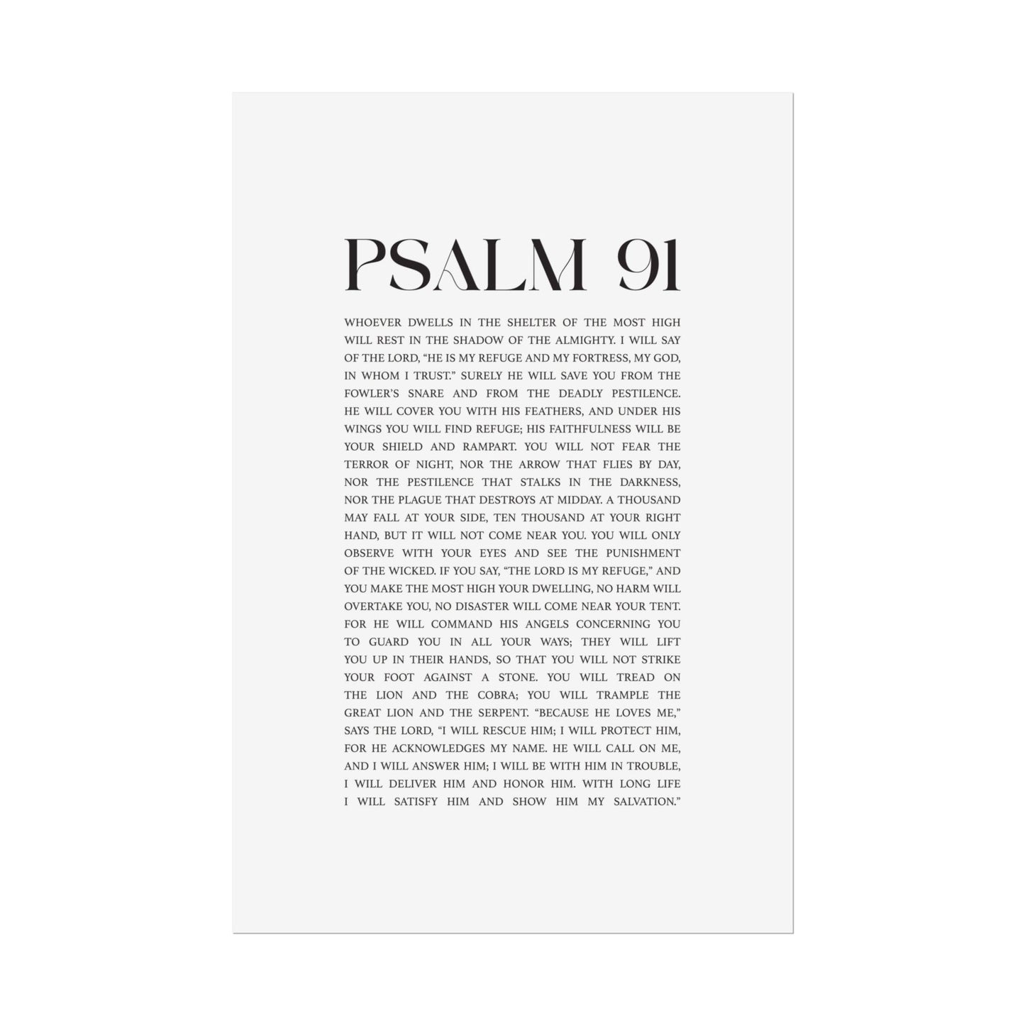 Psalm 91 Christian Art Print - White (Physical Poster)