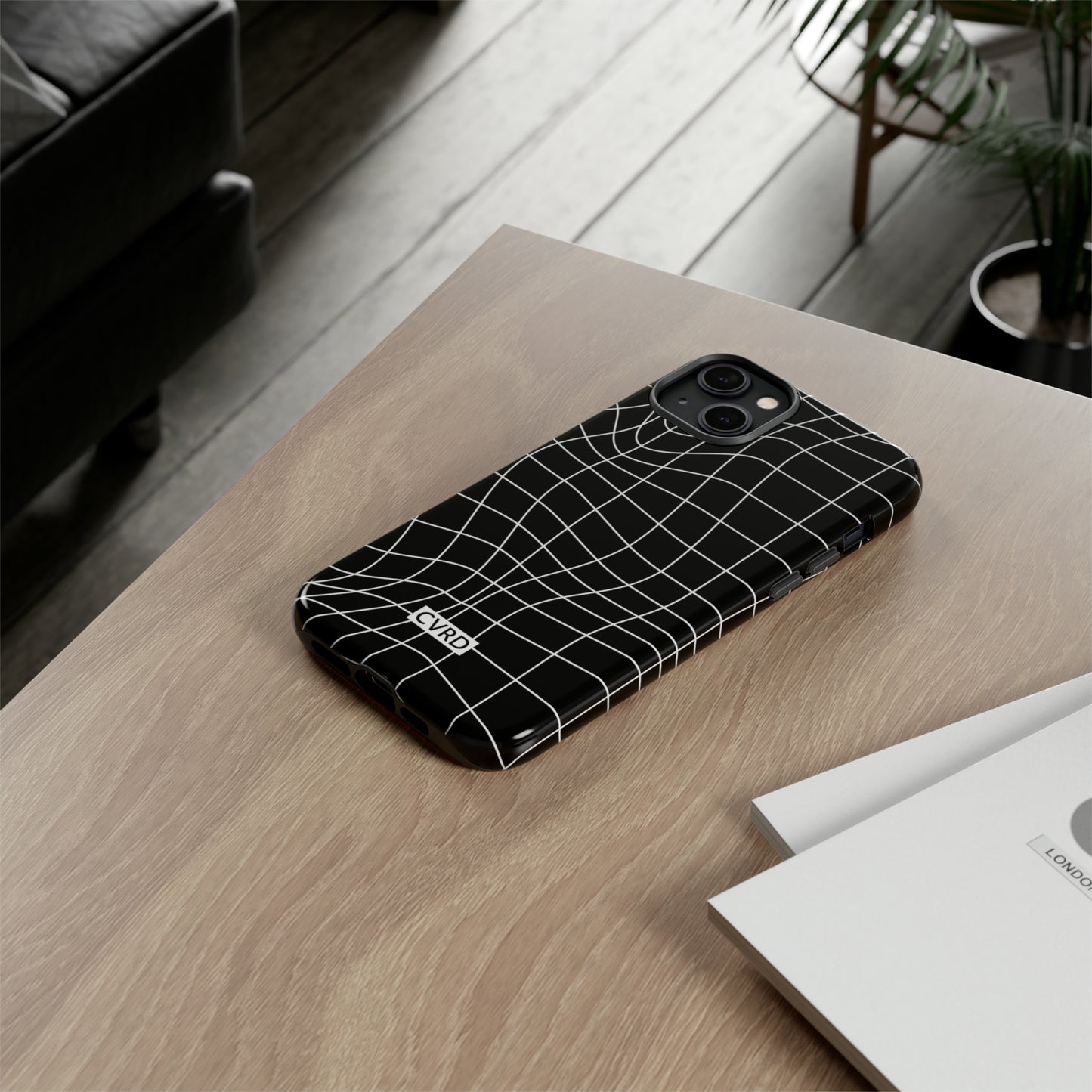 Black Wavy Grid iPhone Case