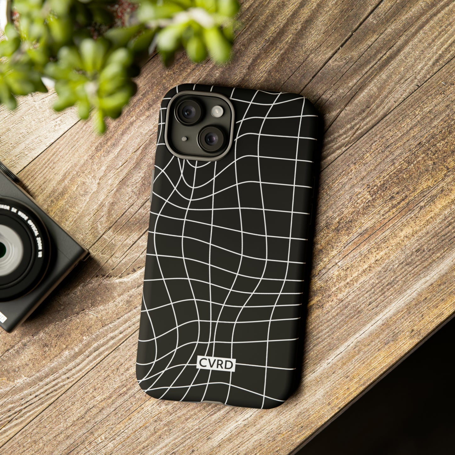 Black Wavy Grid iPhone Case