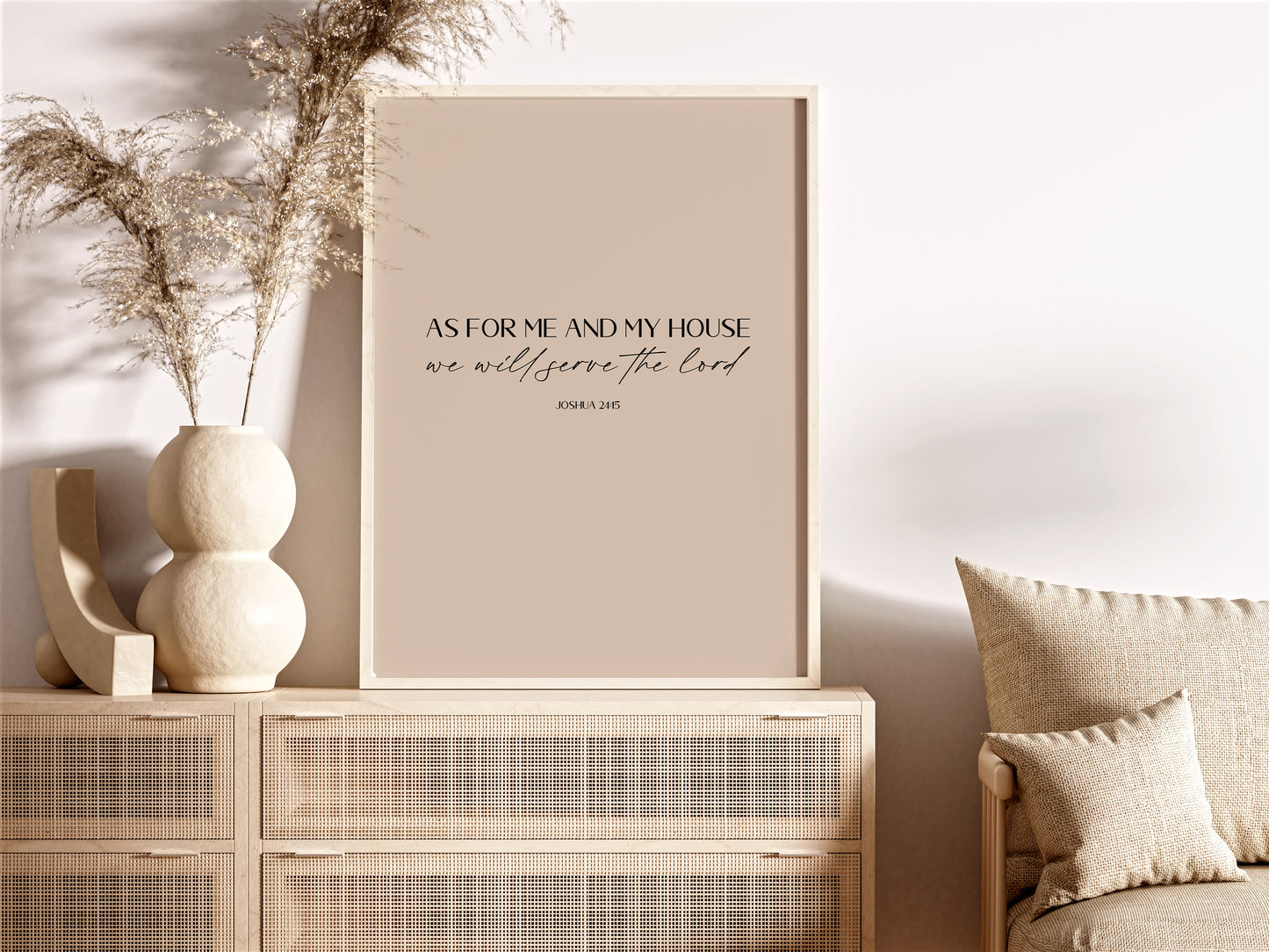 "As for me and my house" Joshua 24:15 Christian Art Print - Latte (Physical Poster)