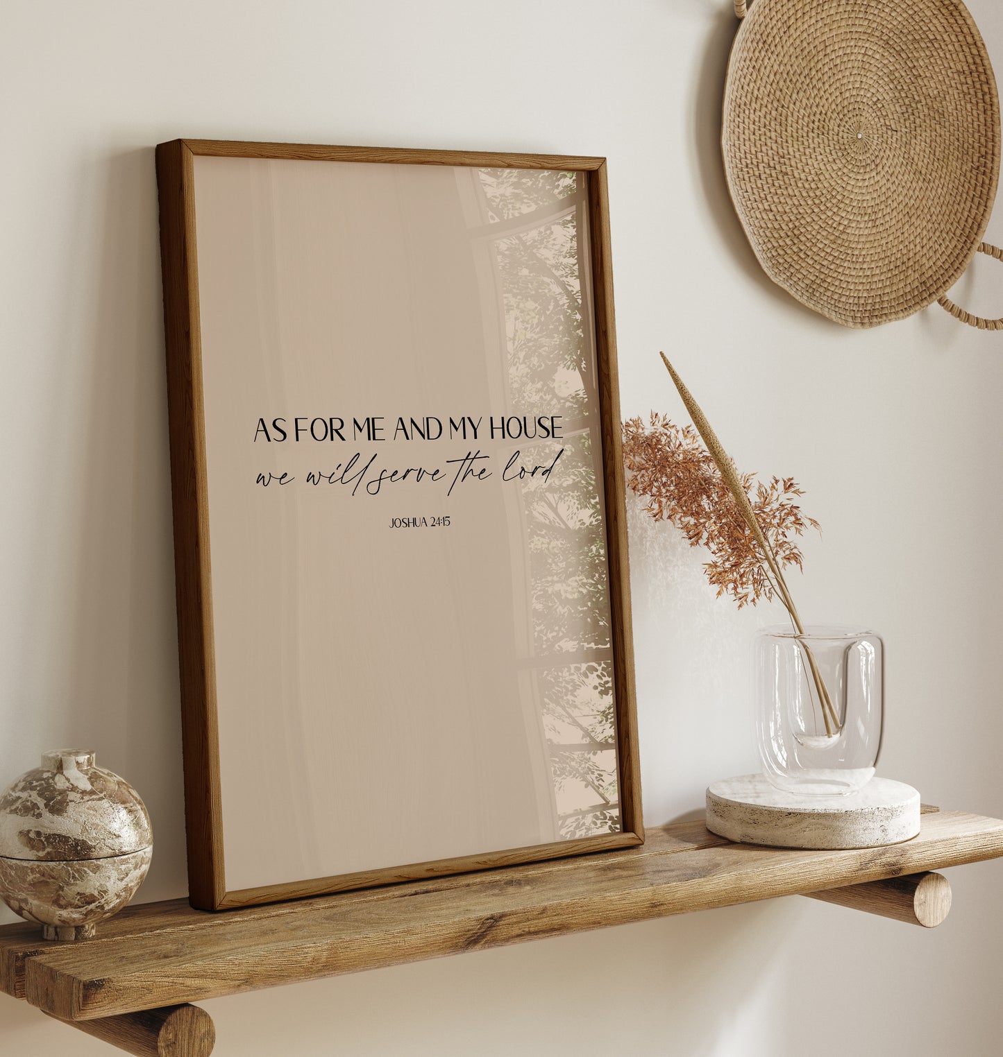 "As for me and my house" Joshua 24:15 Christian Art Print - Latte (Physical Poster)