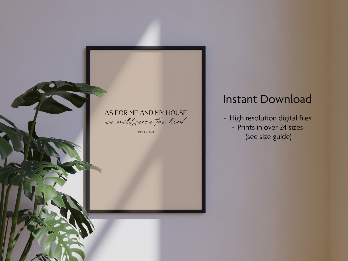 "As for me and my house" Joshua 24:15 Christian Art Print - Latte (Digital Download)