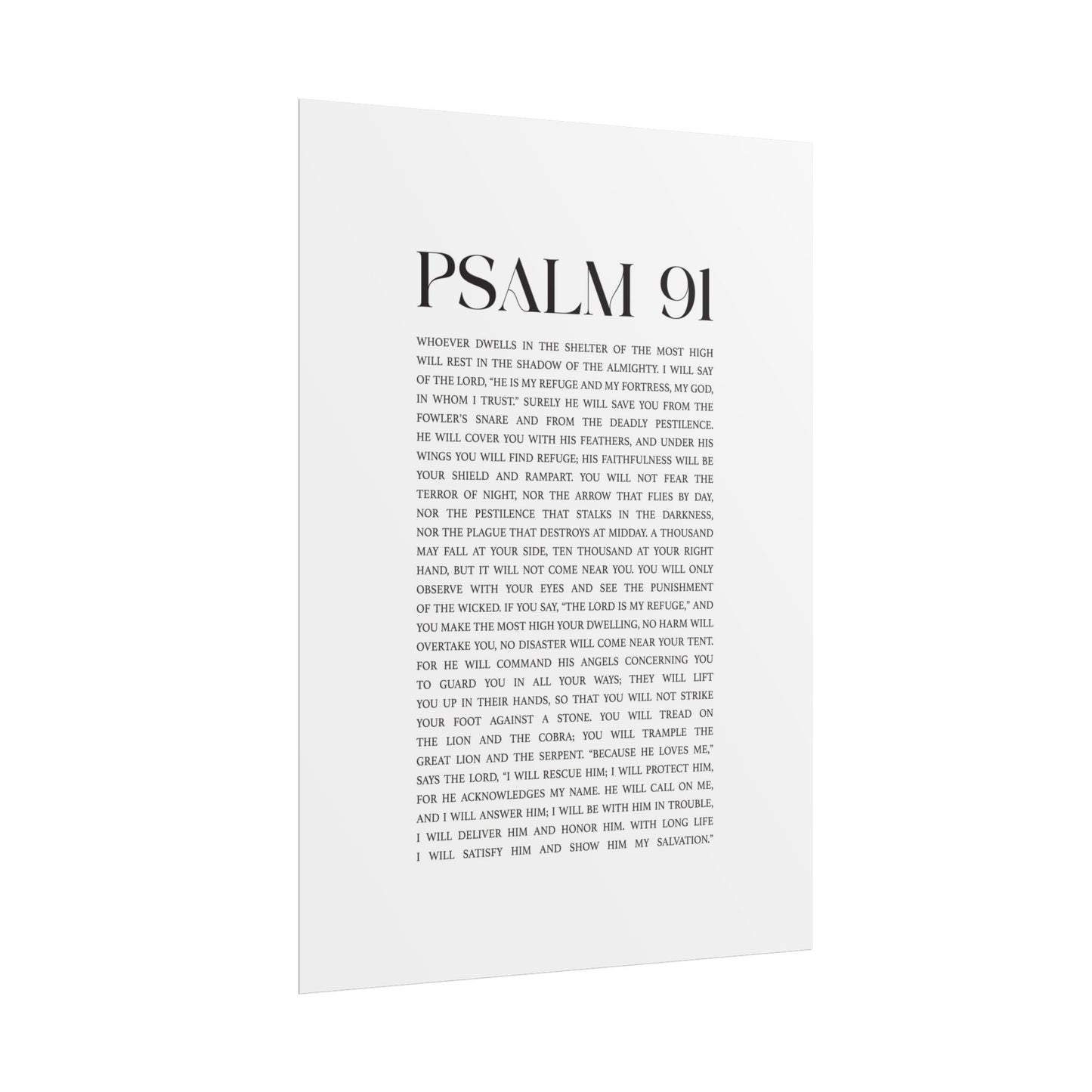 Psalm 91 Christian Art Print - White (Physical Poster)