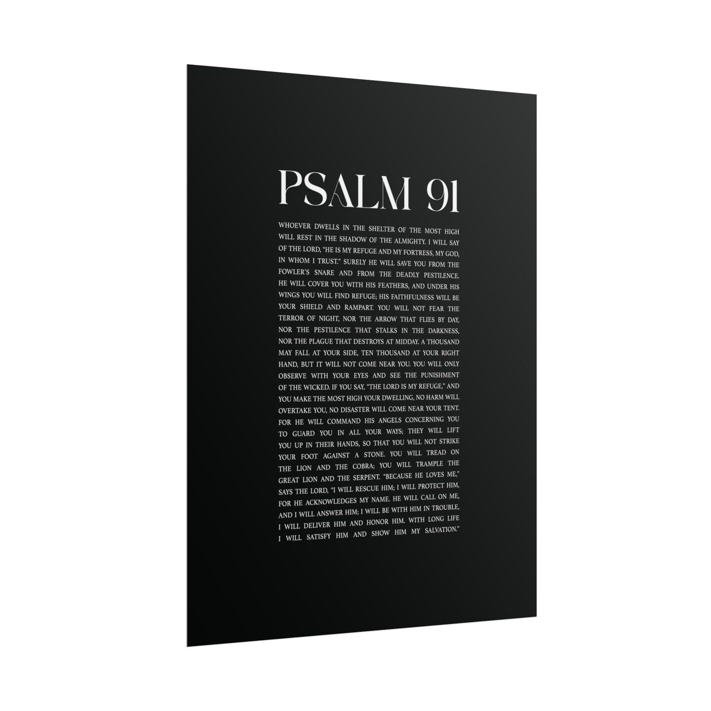 Psalm 91 Christian Art Print - Black (Physical Poster)