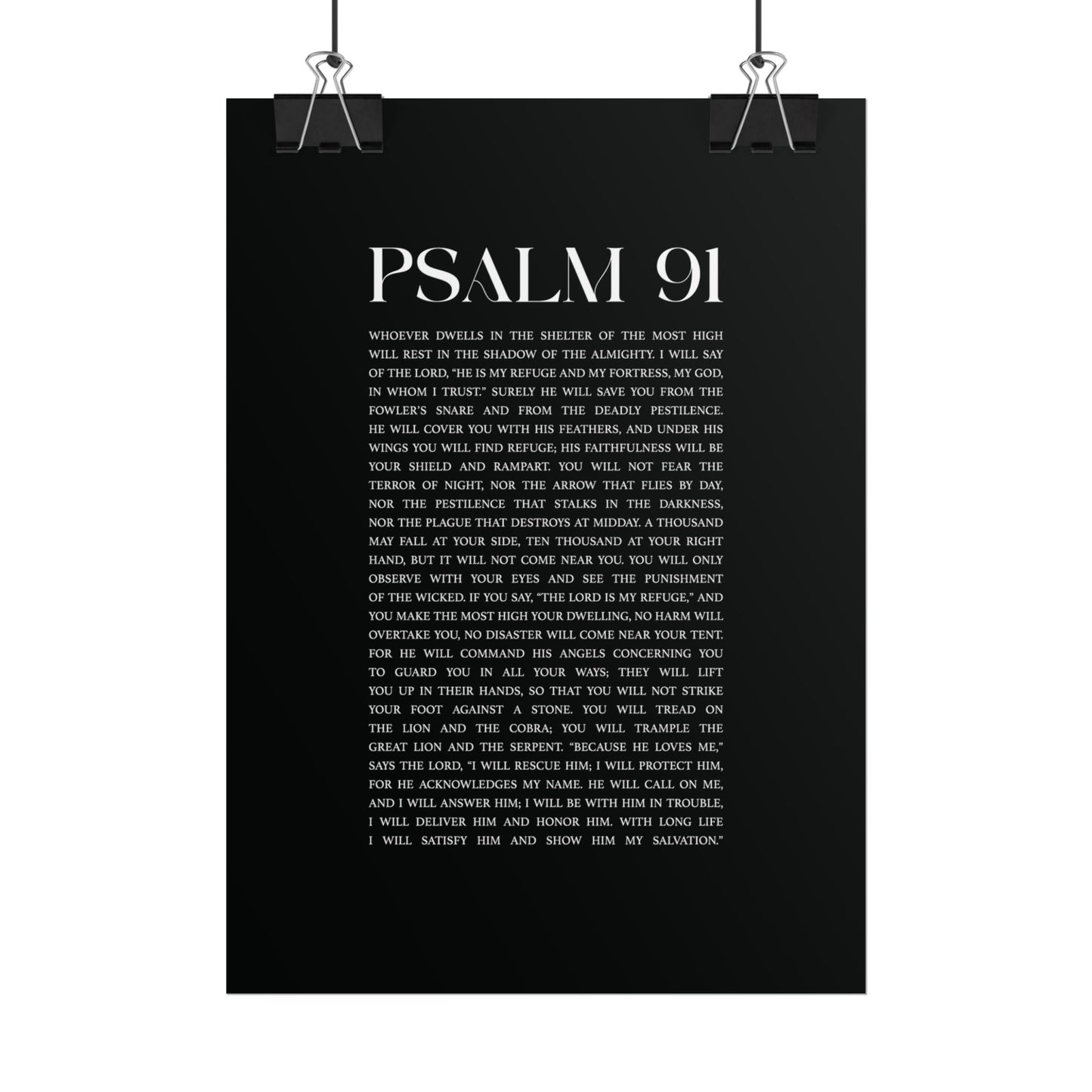 Psalm 91 Christian Art Print - Black (Physical Poster)