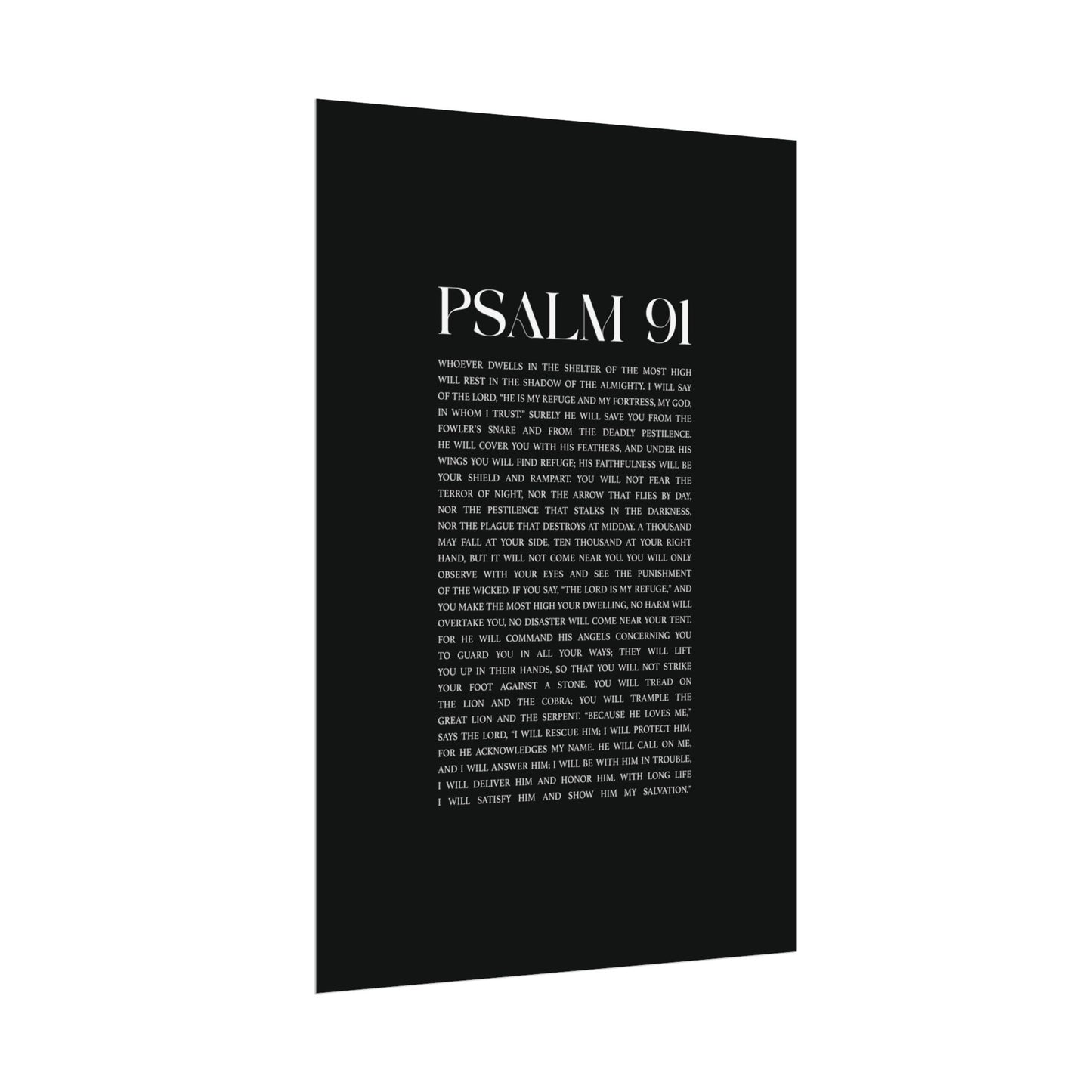 Psalm 91 Christian Art Print - Black (Physical Poster)