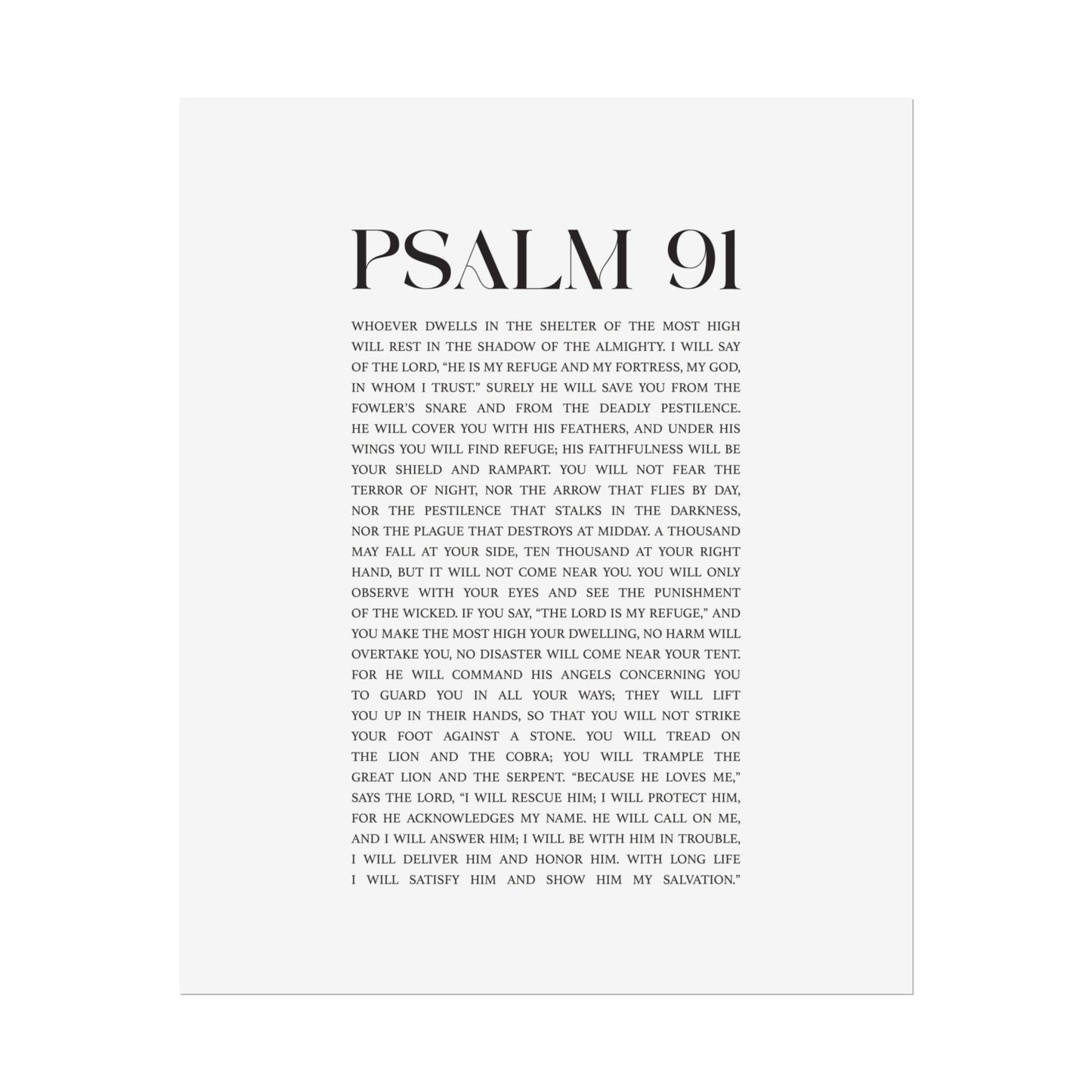 Psalm 91 Christian Art Print - White (Physical Poster)