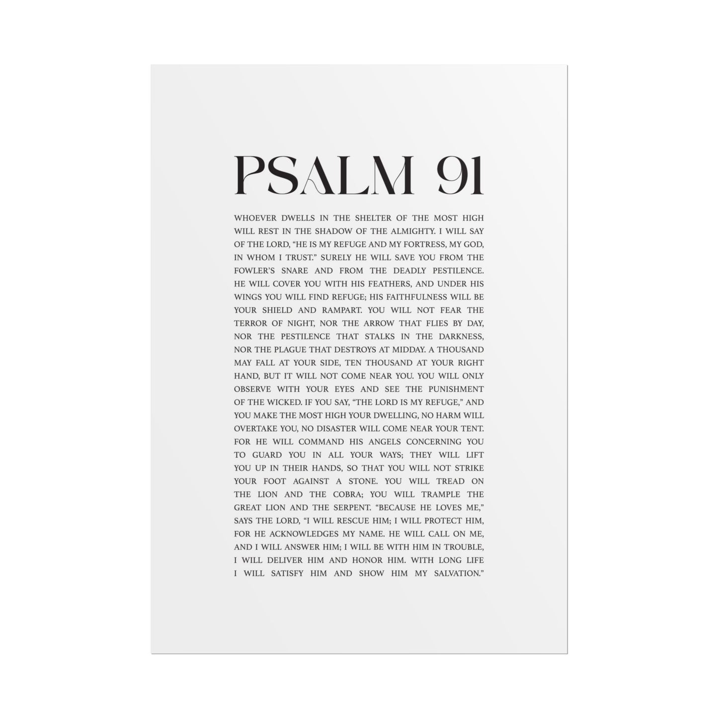 Psalm 91 Christian Art Print - White (Physical Poster)