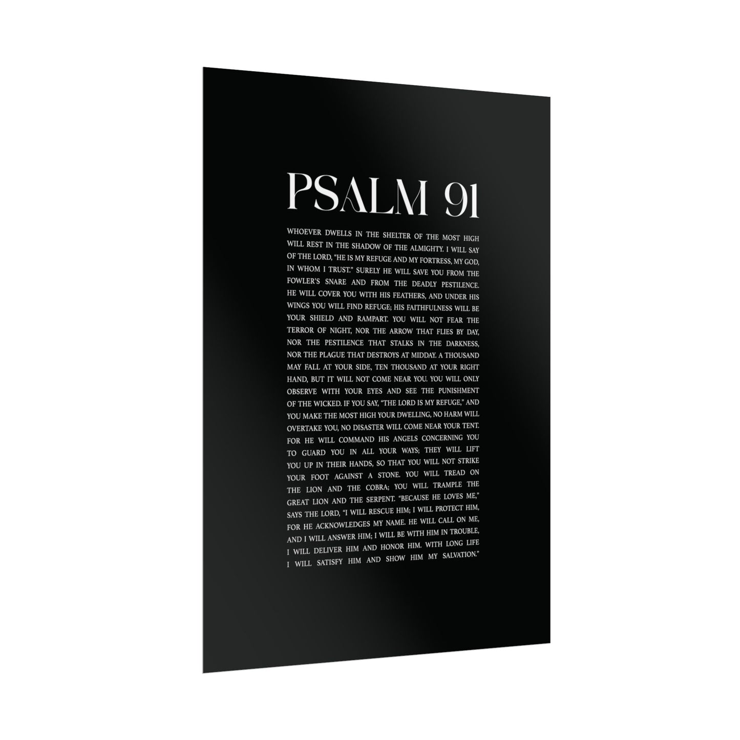 Psalm 91 Christian Art Print - Black (Physical Poster)