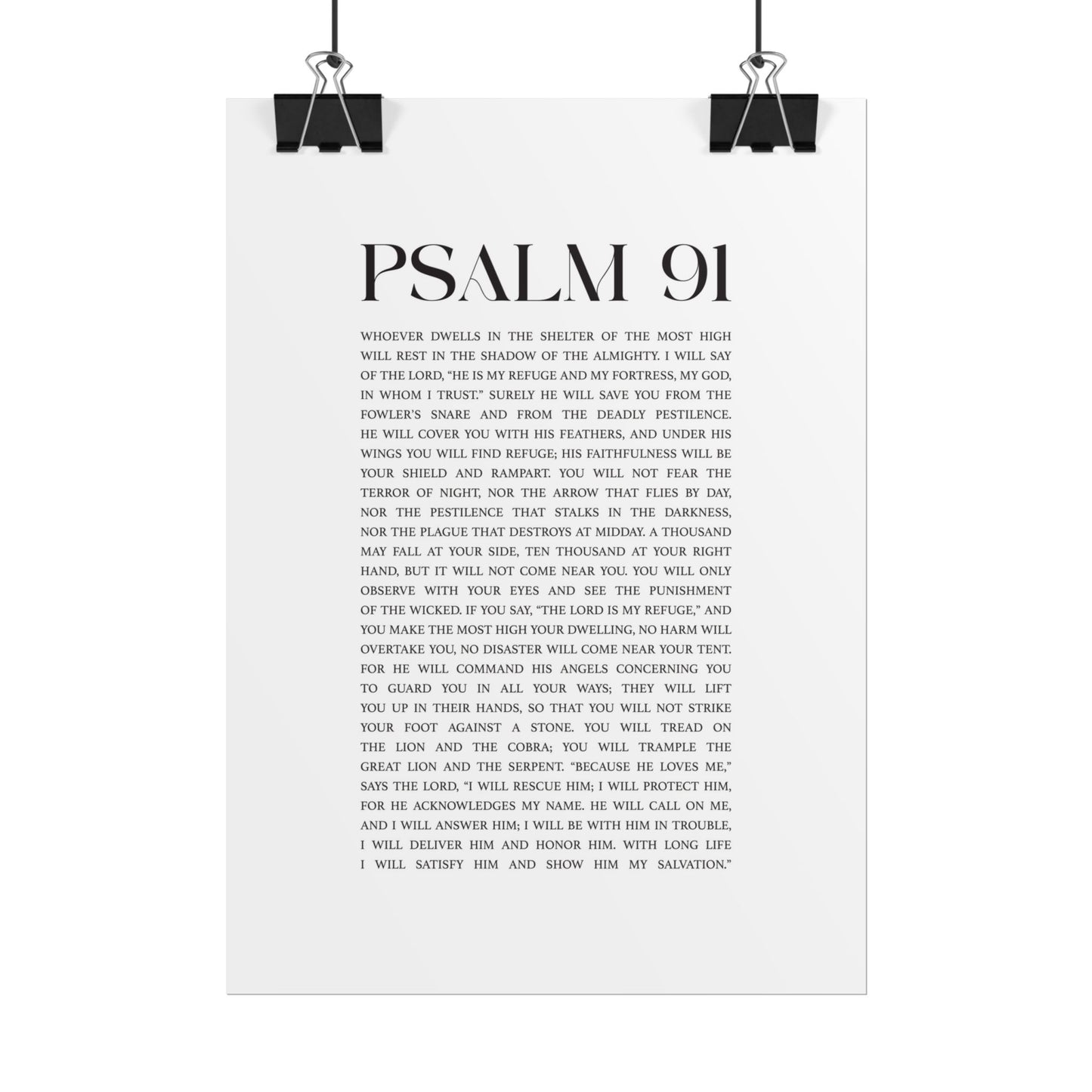 Psalm 91 Christian Art Print - White (Physical Poster)