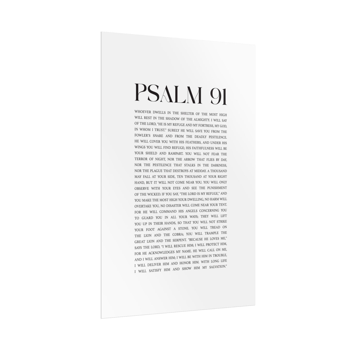 Psalm 91 Christian Art Print - White (Physical Poster)