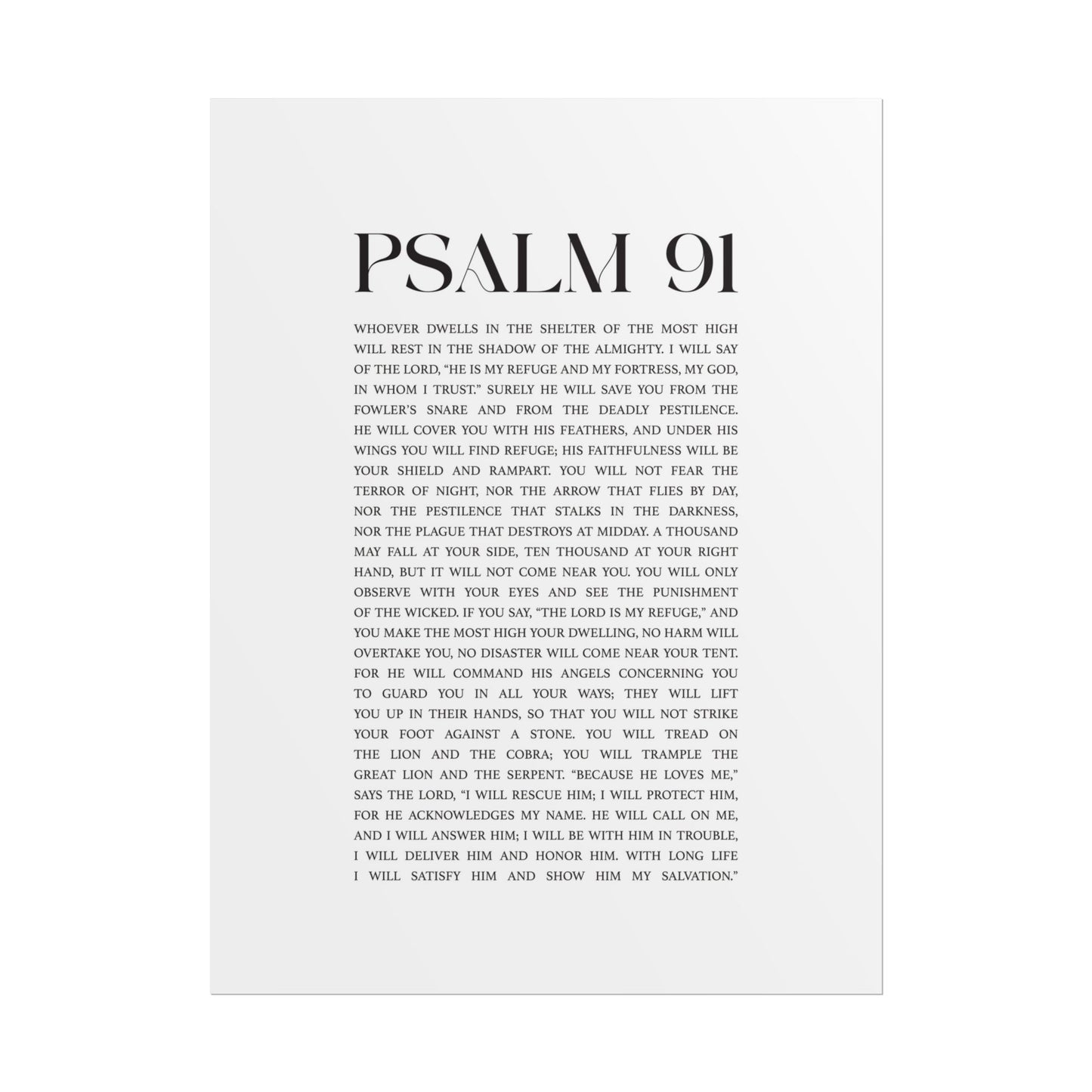 Psalm 91 Christian Art Print - White (Physical Poster)