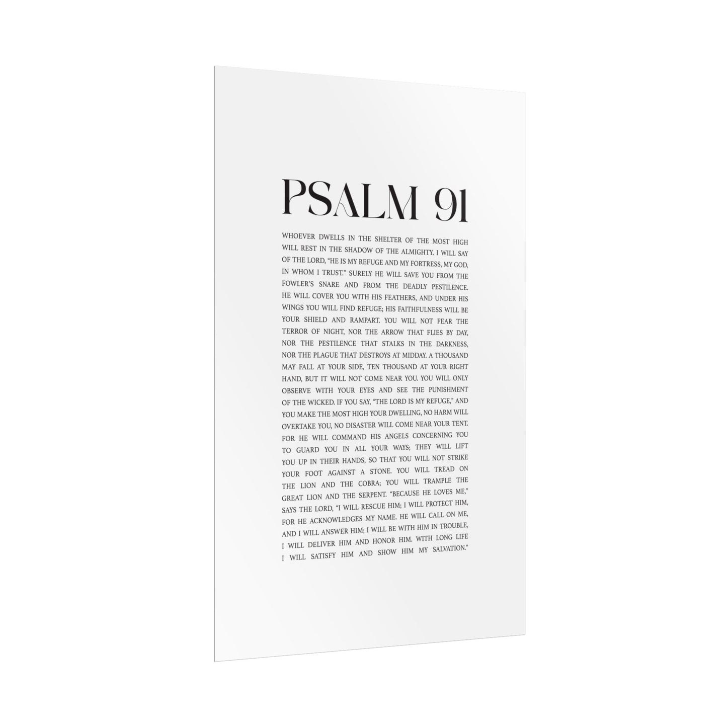 Psalm 91 Christian Art Print - White (Physical Poster)