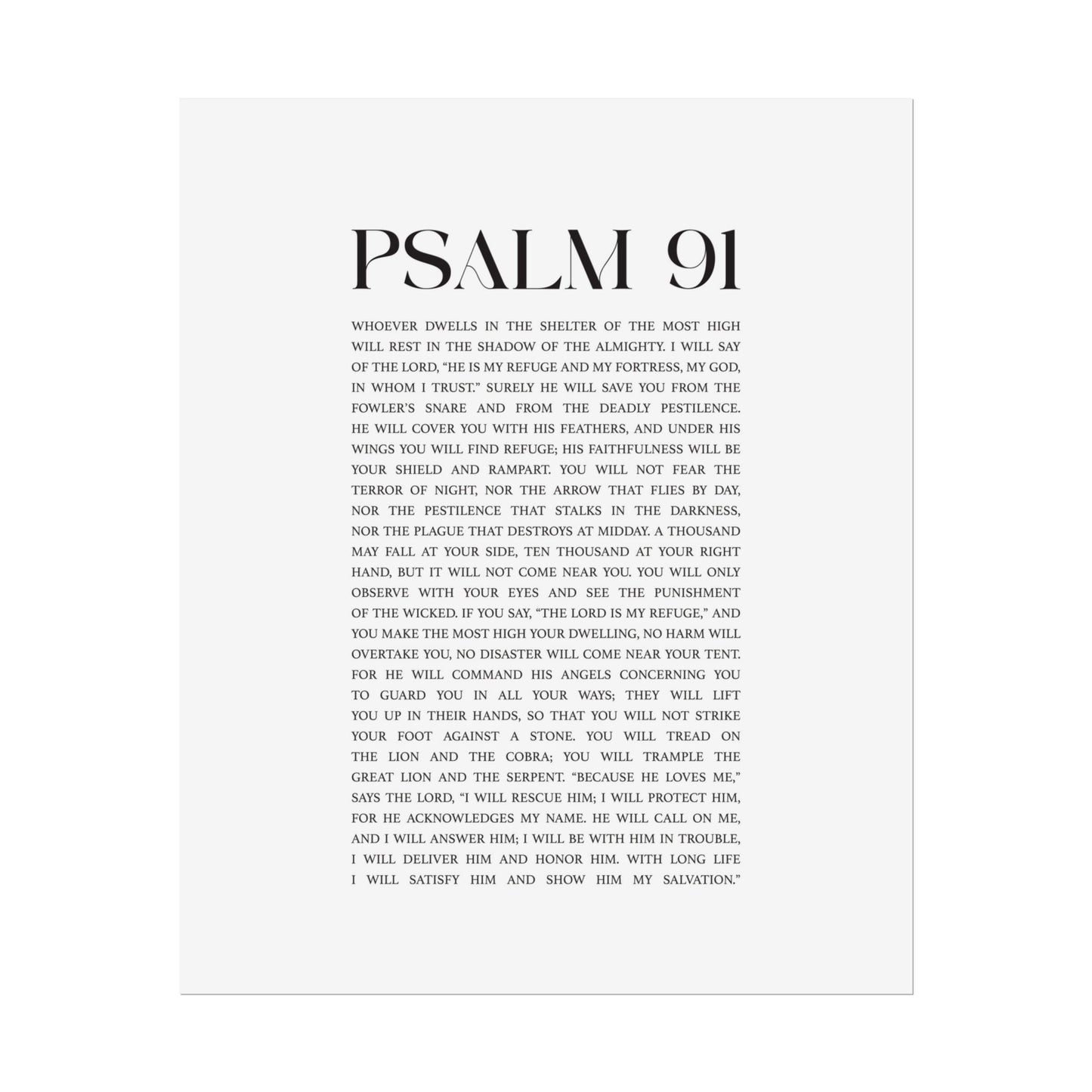 Psalm 91 Christian Art Print - White (Physical Poster)