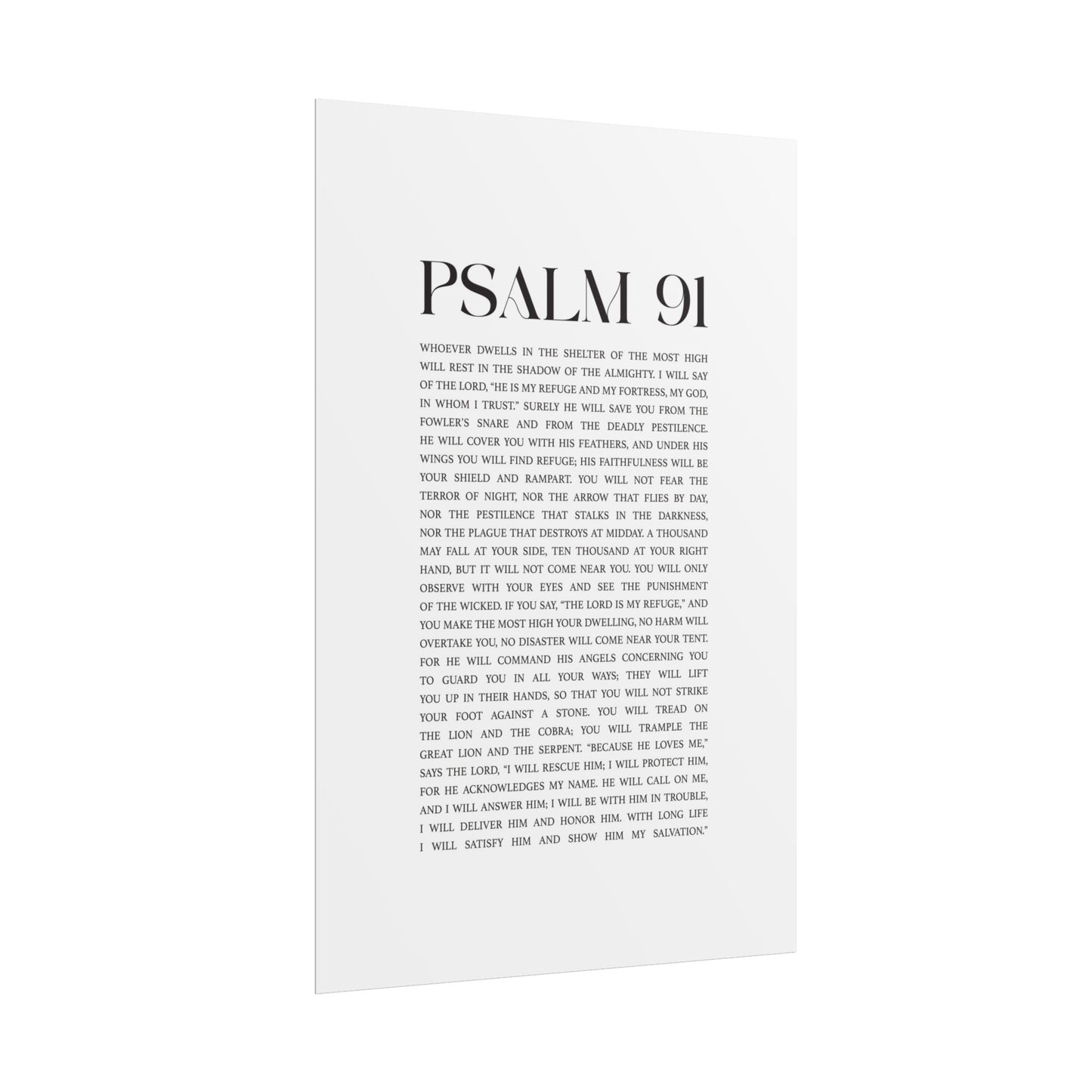 Psalm 91 Christian Art Print - White (Physical Poster)