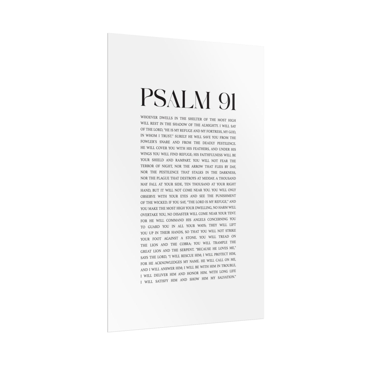 Psalm 91 Christian Art Print - White (Physical Poster)