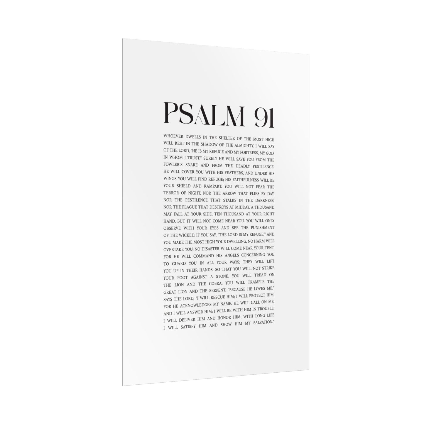 Psalm 91 Christian Art Print - White (Physical Poster)