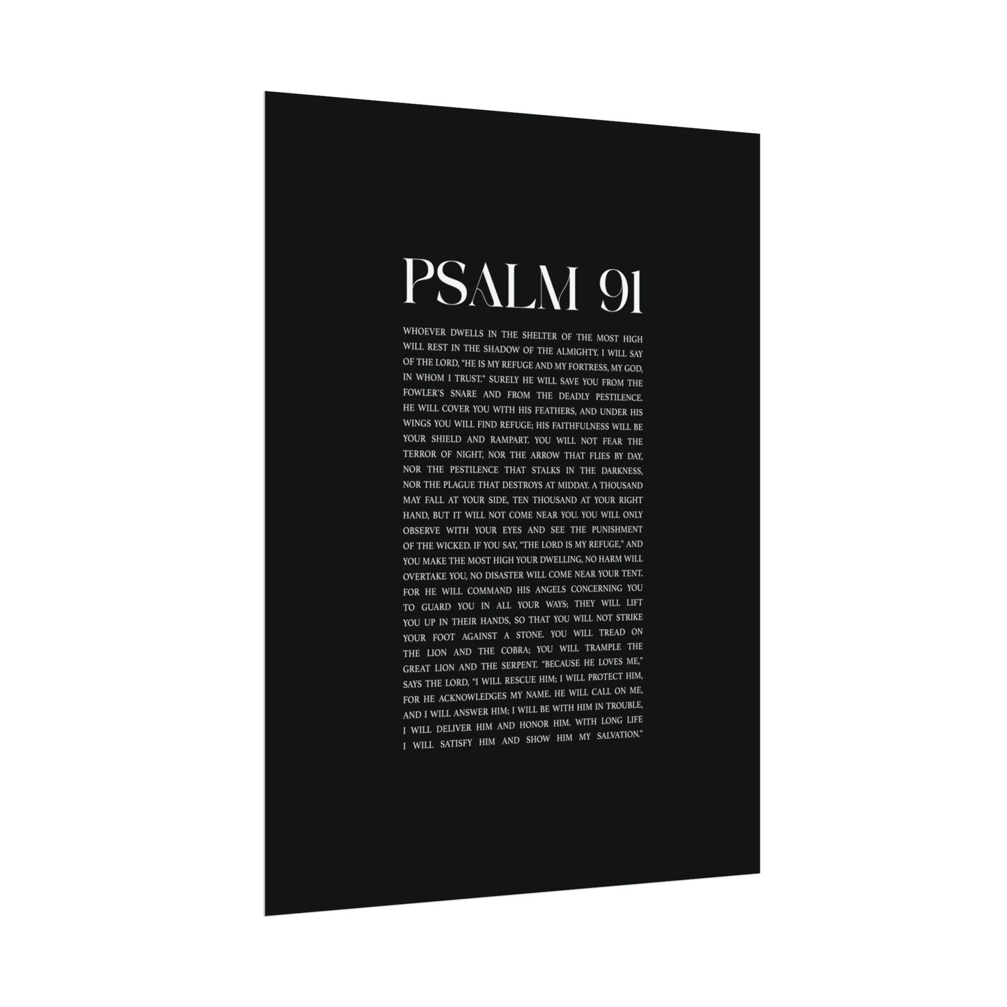 Psalm 91 Christian Art Print - Black (Physical Poster)