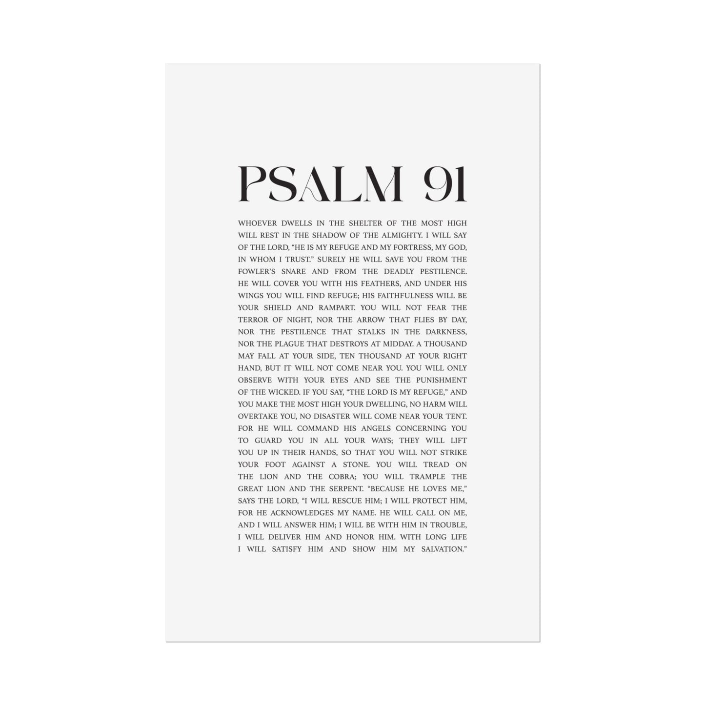 Psalm 91 Christian Art Print - White (Physical Poster)