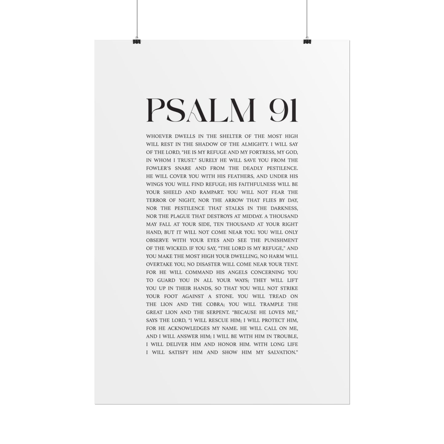 Psalm 91 Christian Art Print - White (Physical Poster)