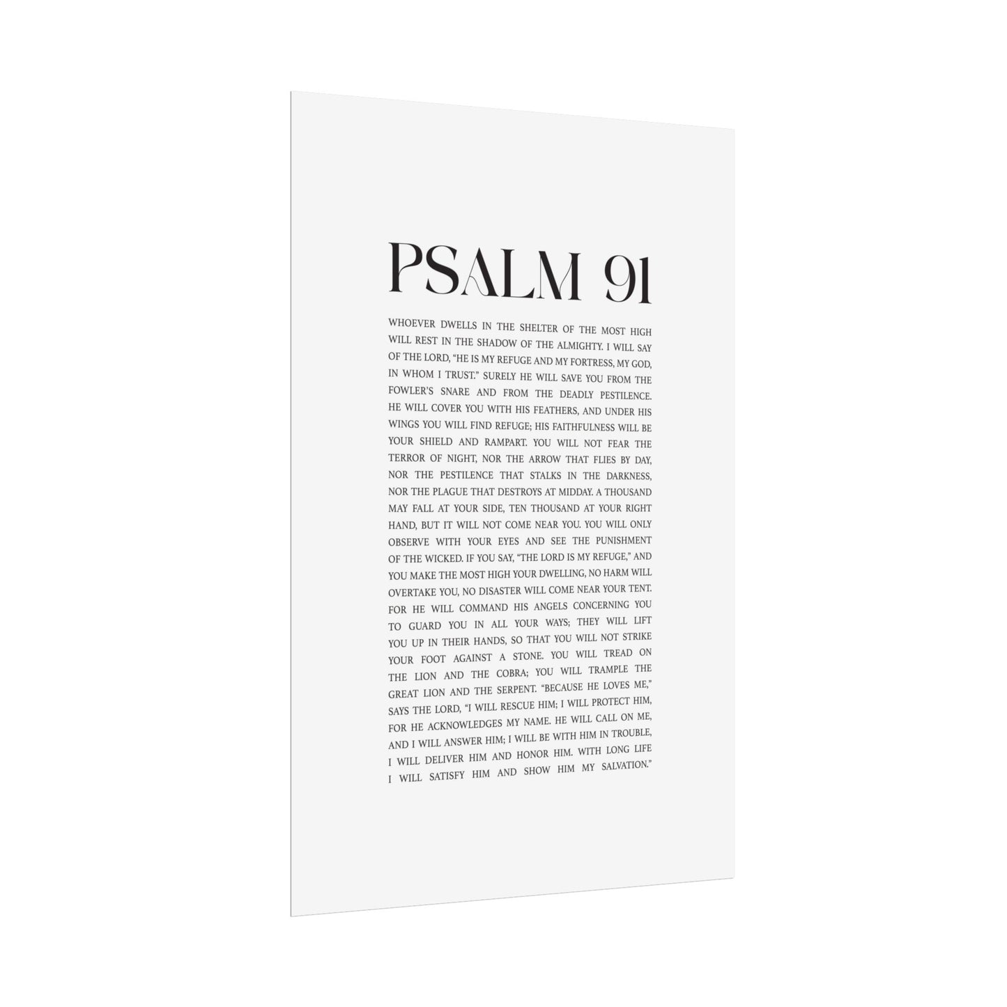 Psalm 91 Christian Art Print - White (Physical Poster)