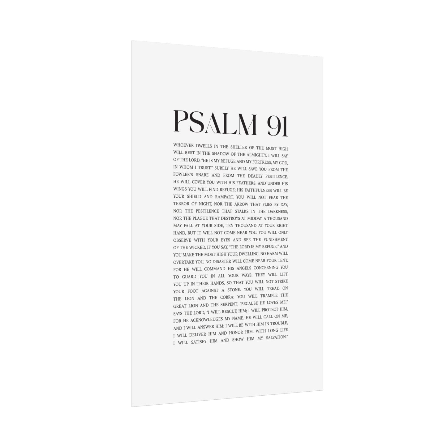 Psalm 91 Christian Art Print - White (Physical Poster)