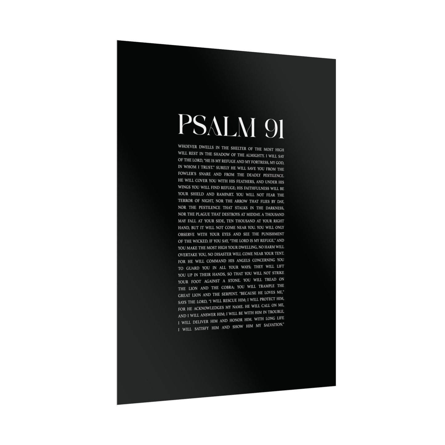 Psalm 91 Christian Art Print - Black (Physical Poster)