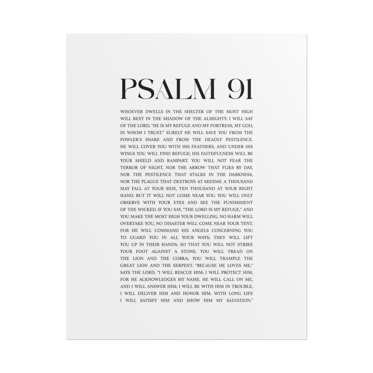 Psalm 91 Christian Art Print - White (Physical Poster)