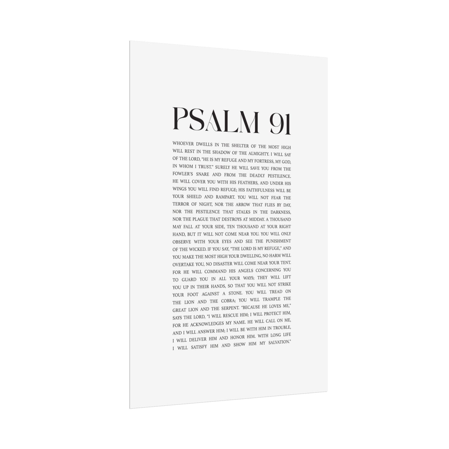 Psalm 91 Christian Art Print - White (Physical Poster)