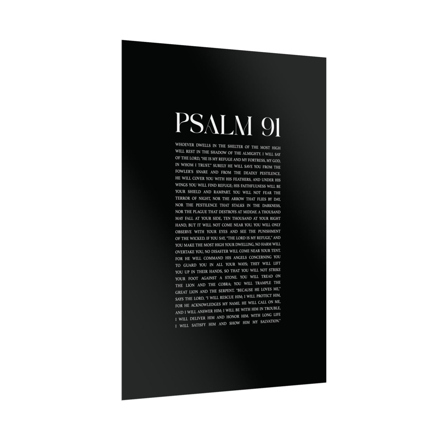 Psalm 91 Christian Art Print - Black (Physical Poster)