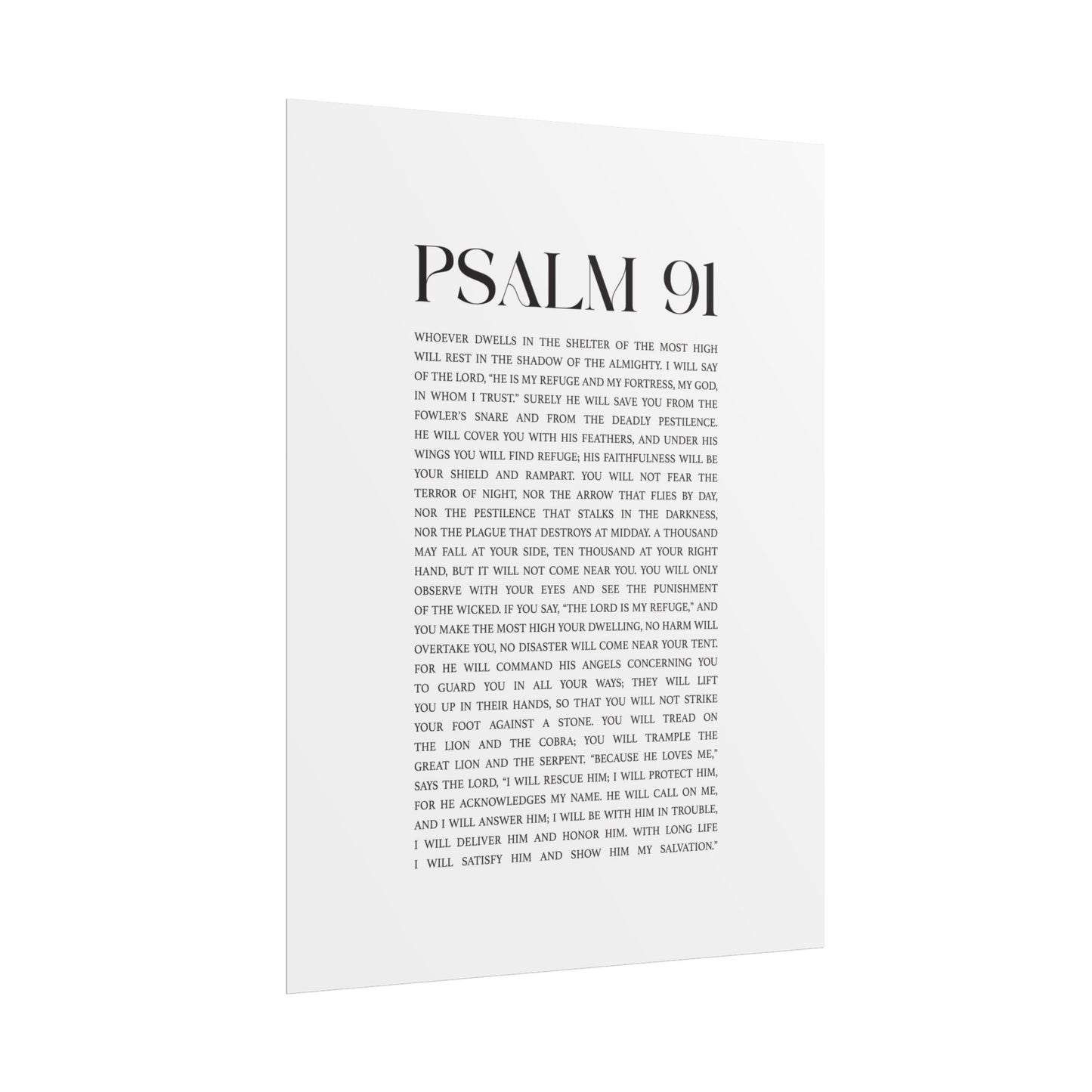 Psalm 91 Christian Art Print - White (Physical Poster)