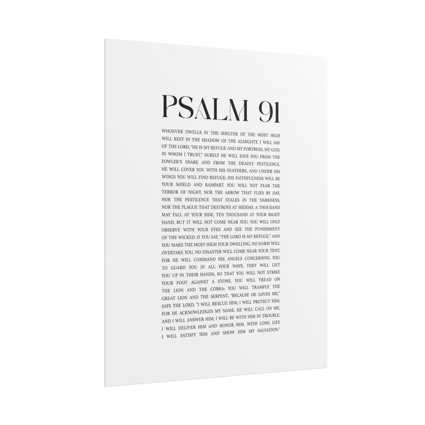 Psalm 91 Christian Art Print - White (Physical Poster)