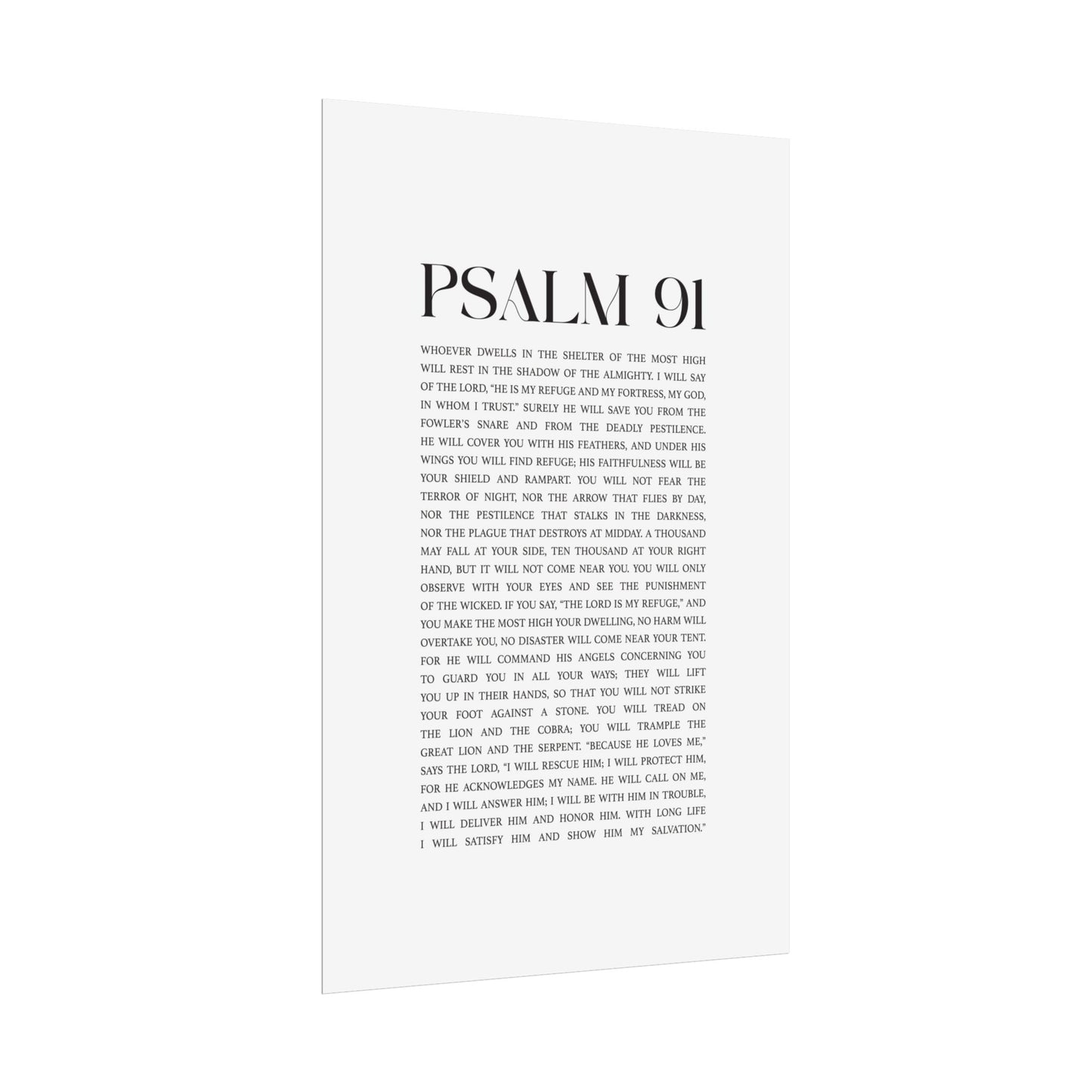 Psalm 91 Christian Art Print - White (Physical Poster)