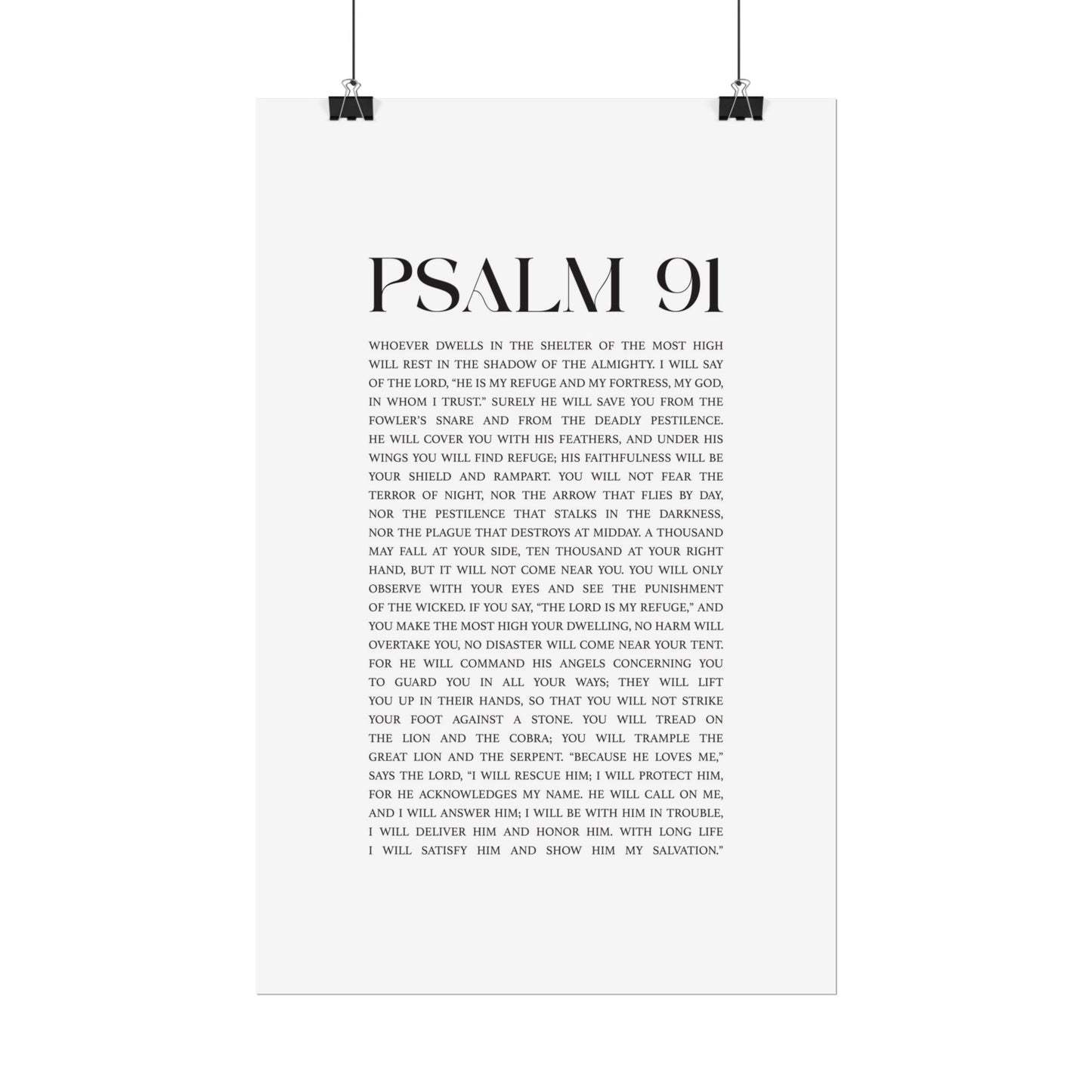 Psalm 91 Christian Art Print - White (Physical Poster)