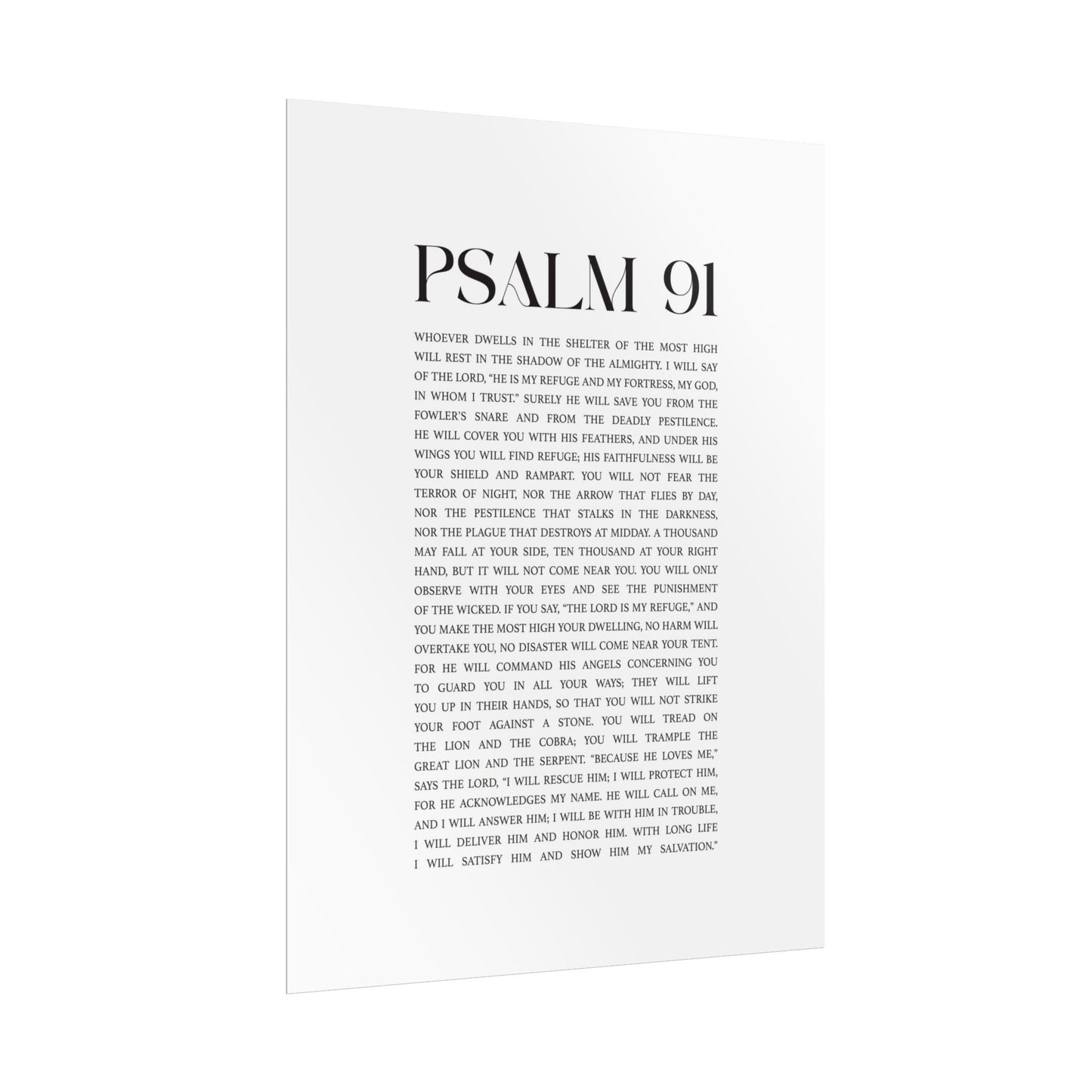 Psalm 91 Christian Art Print - White (Physical Poster)