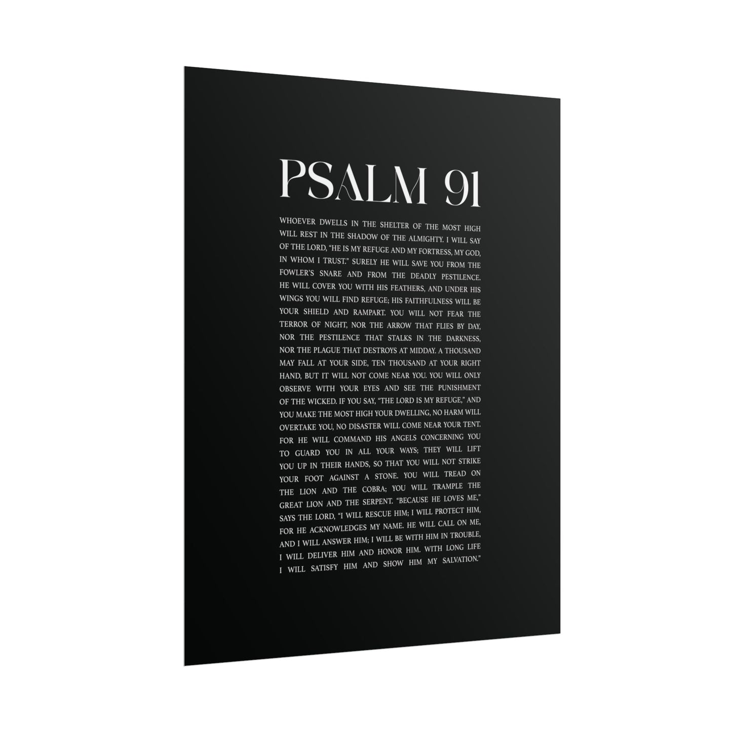 Psalm 91 Christian Art Print - Black (Physical Poster)