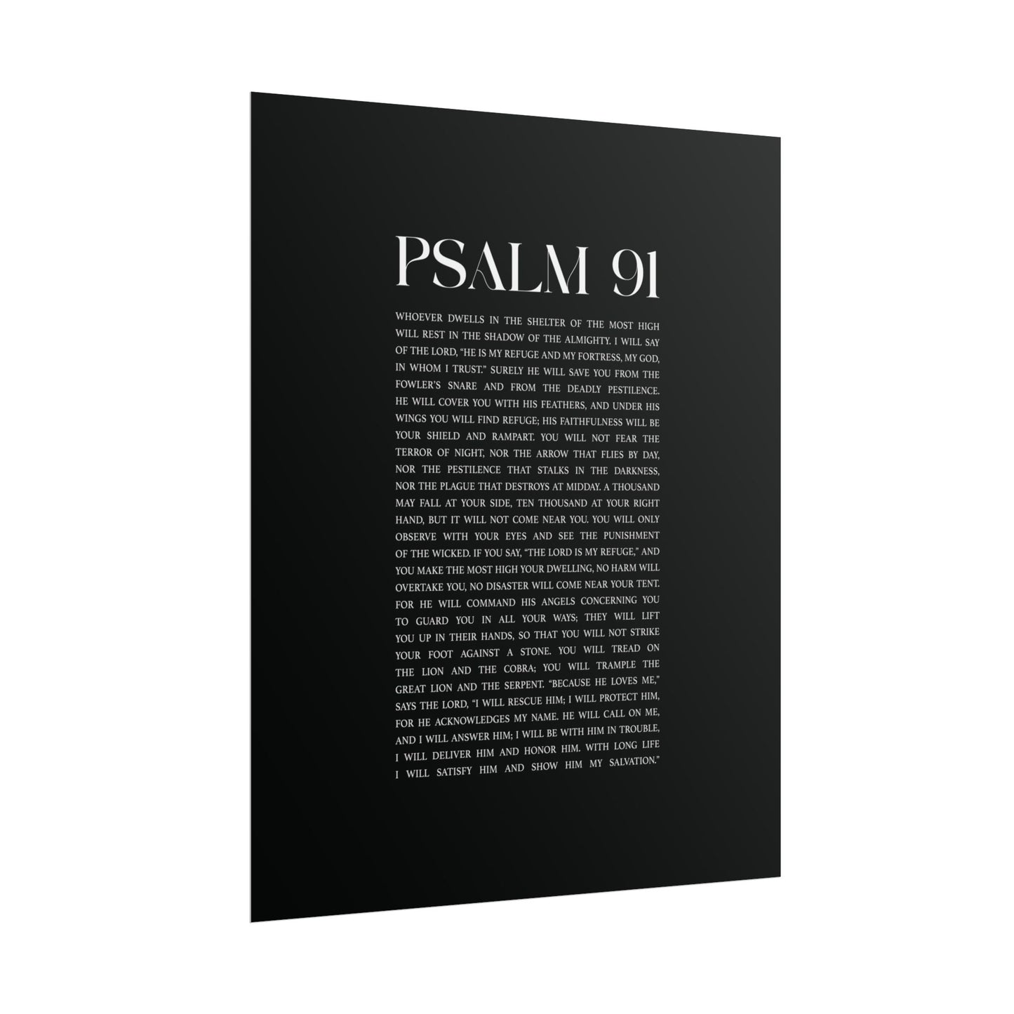 Psalm 91 Christian Art Print - Black (Physical Poster)