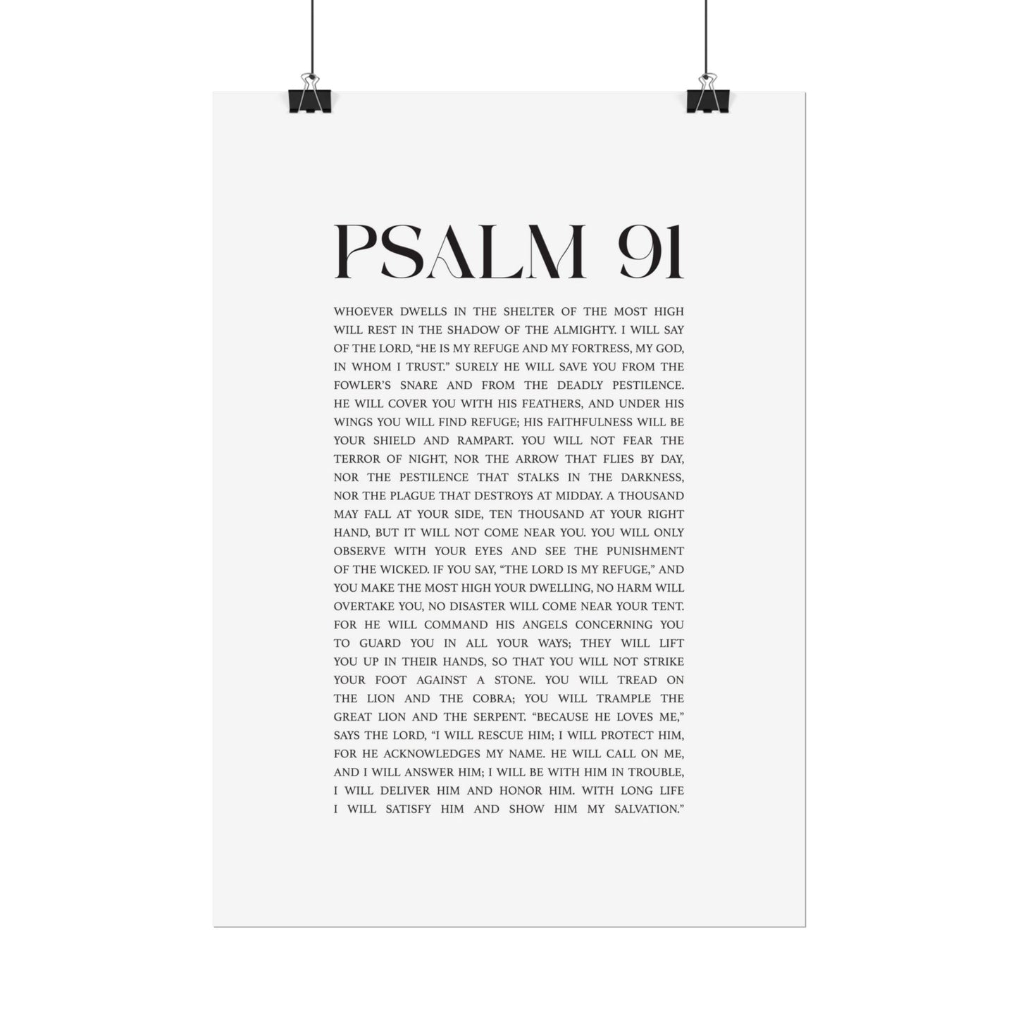 Psalm 91 Christian Art Print - White (Physical Poster)