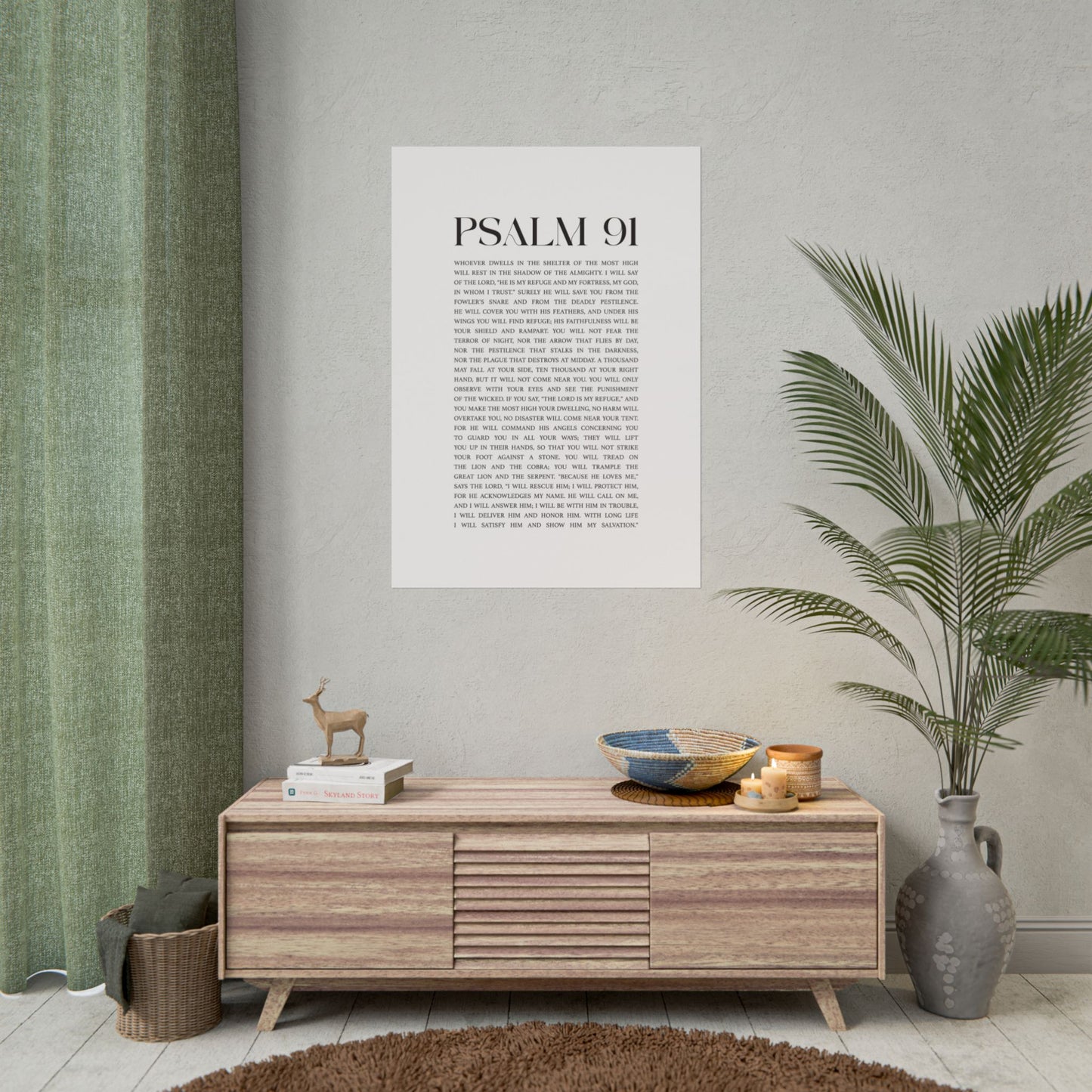 Psalm 91 Christian Art Print - White (Physical Poster)