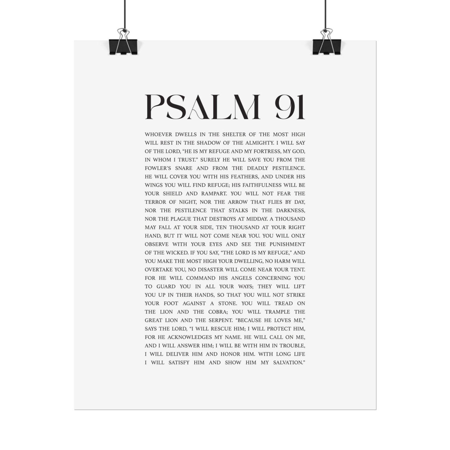 Psalm 91 Christian Art Print - White (Physical Poster)