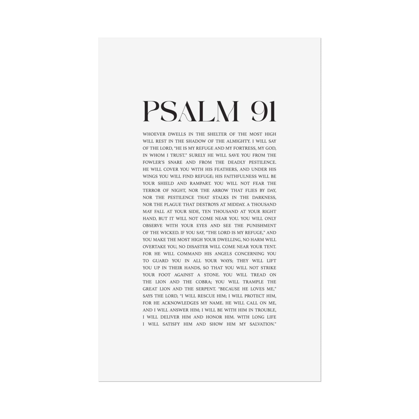 Psalm 91 Christian Art Print - White (Physical Poster)