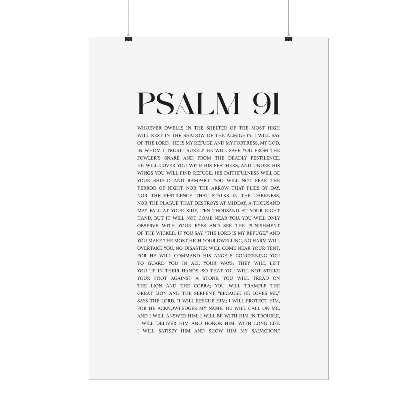 Psalm 91 Christian Art Print - White (Physical Poster)