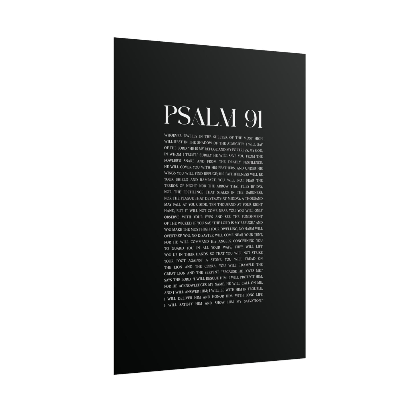 Psalm 91 Christian Art Print - Black (Physical Poster)