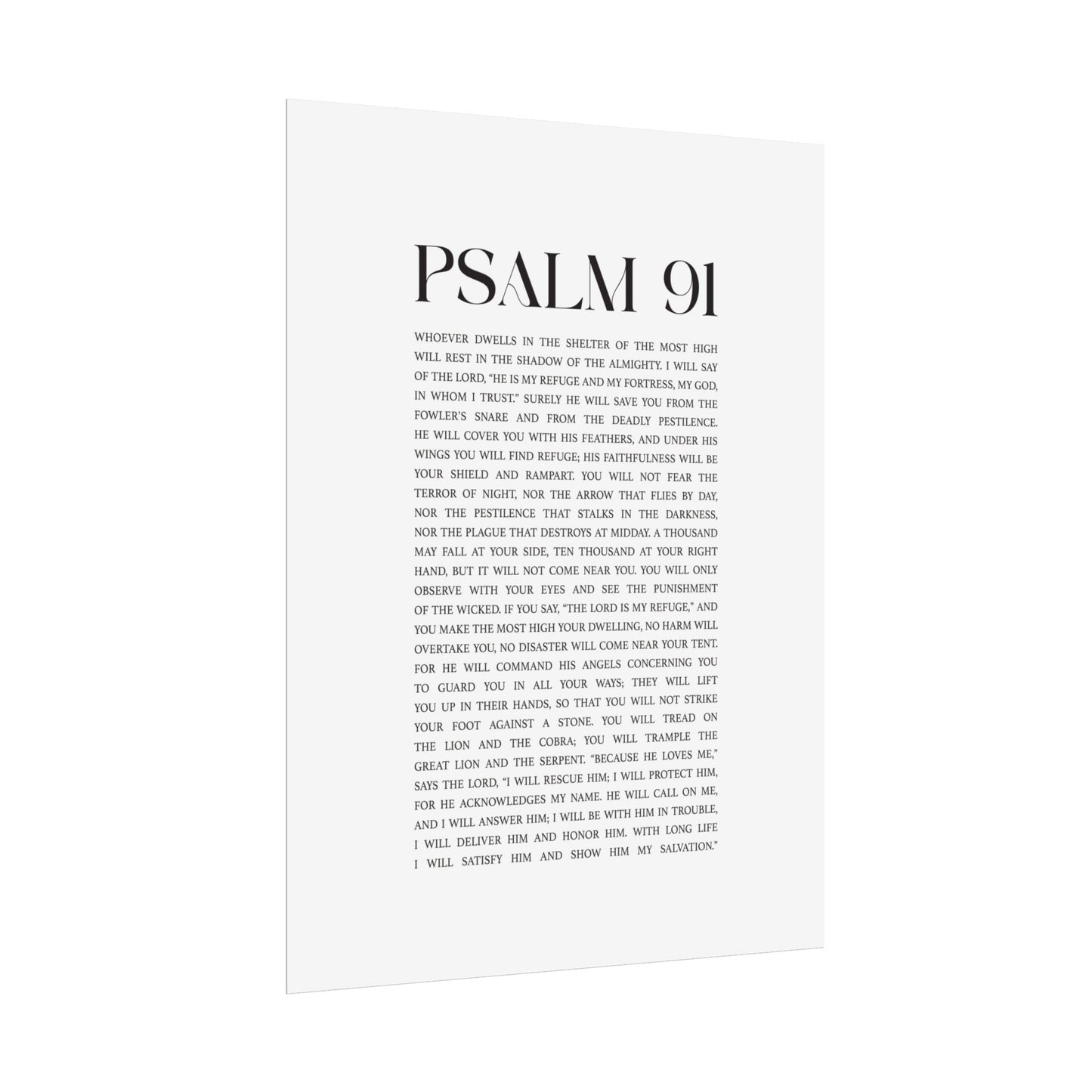 Psalm 91 Christian Art Print - White (Physical Poster)