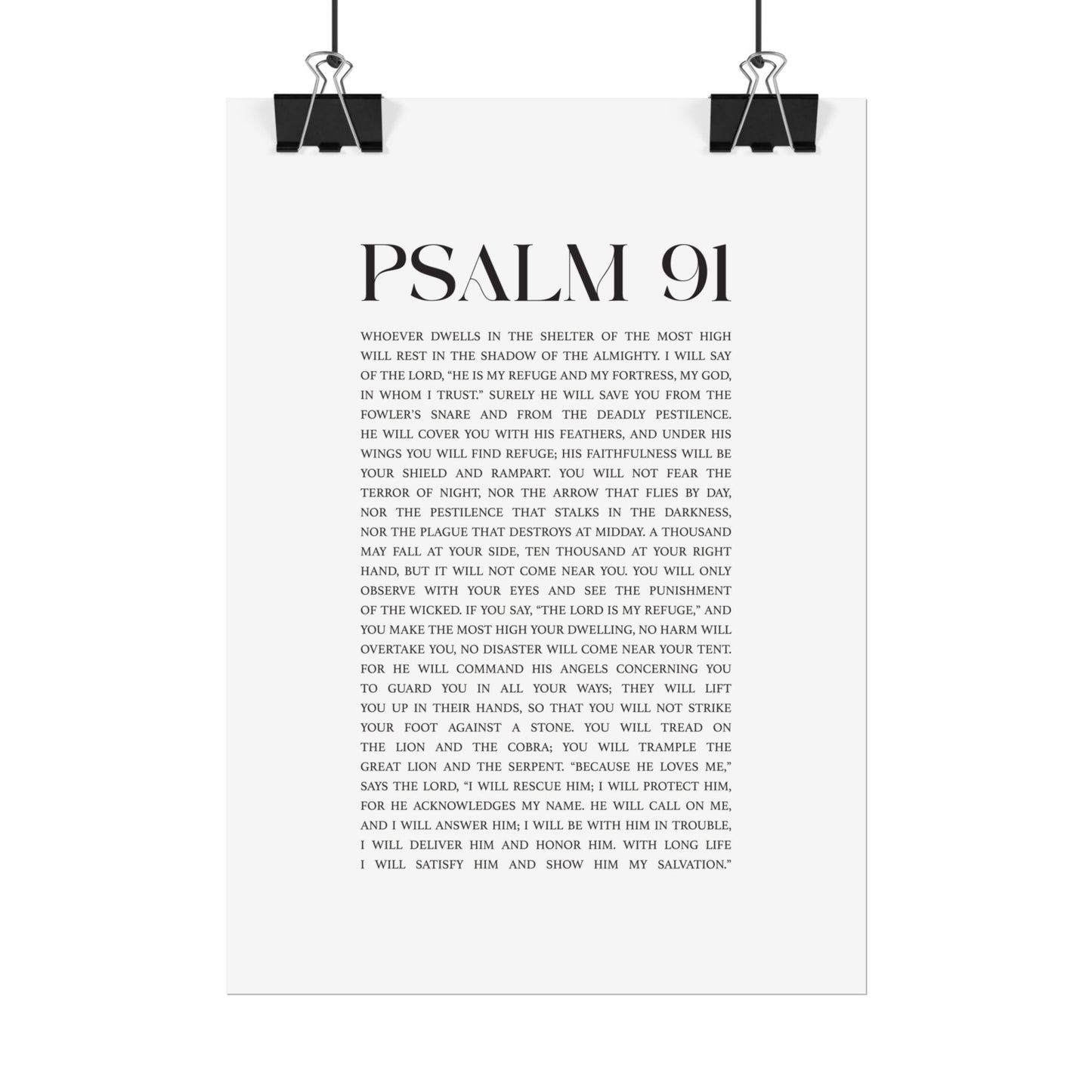 Psalm 91 Christian Art Print - White (Physical Poster)