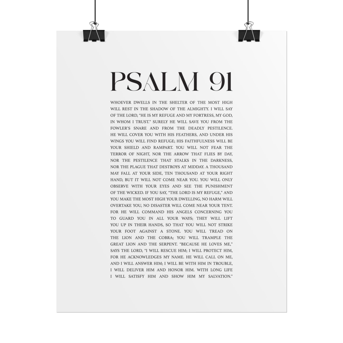 Psalm 91 Christian Art Print - White (Physical Poster)