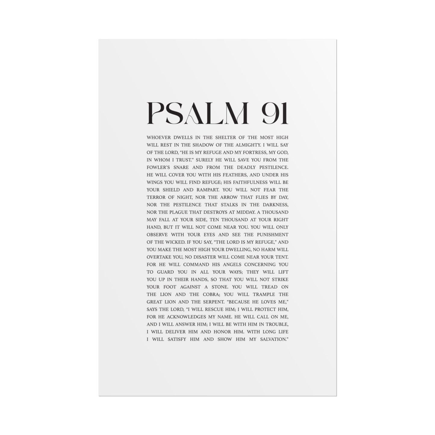 Psalm 91 Christian Art Print - White (Physical Poster)